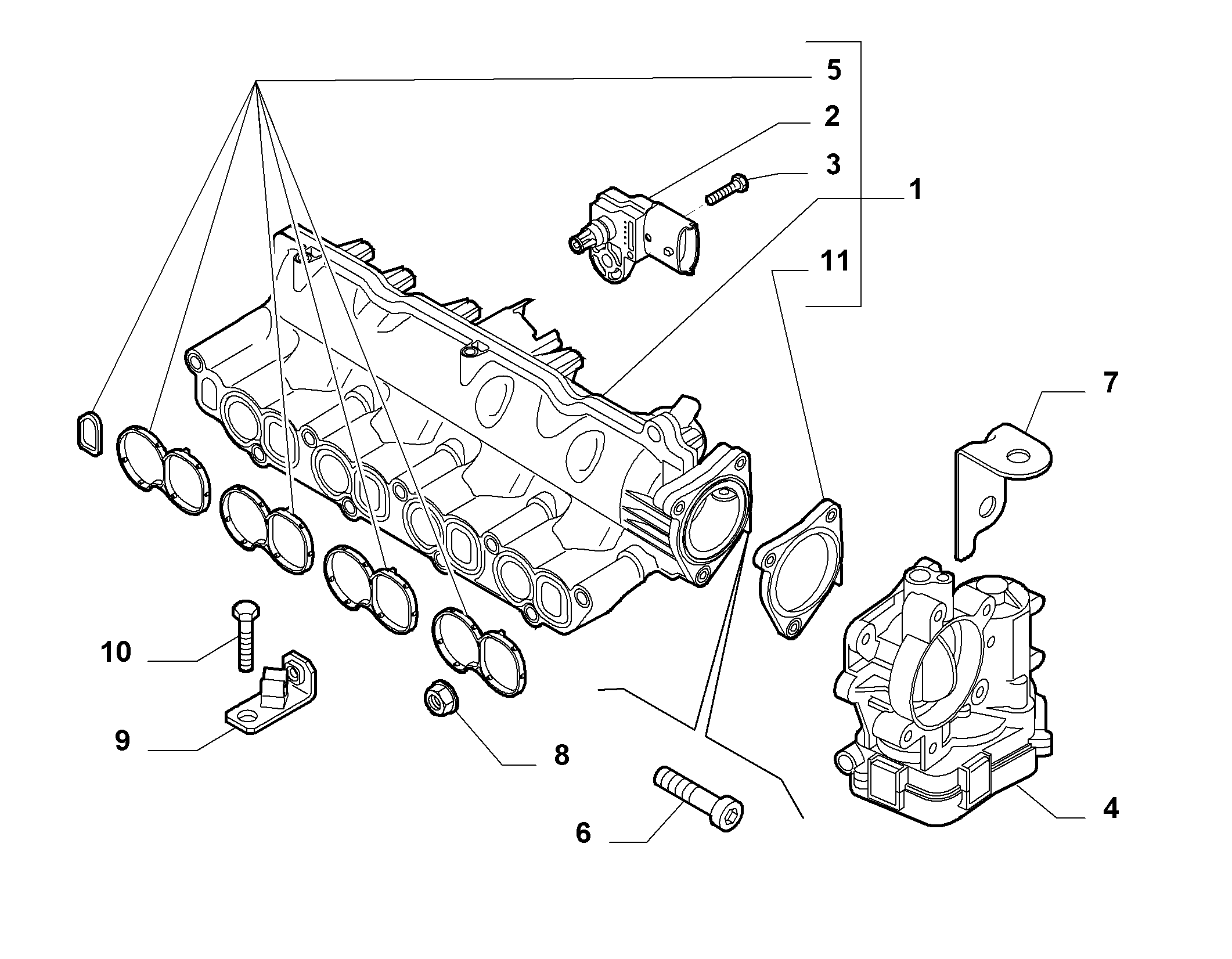 10255-010 INTAKE MANIFOLD AND BUTTERFLY CLIPS