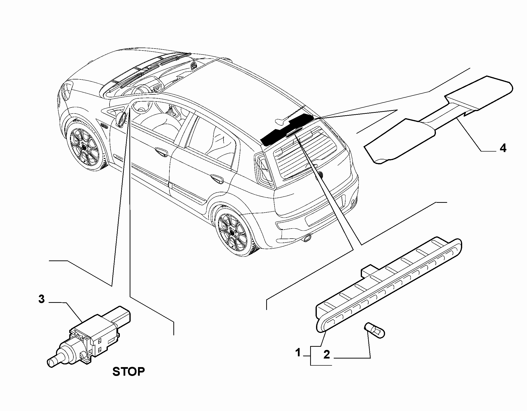 55501-020 REAR WINDOW STOP LIGHT AND SWITCH