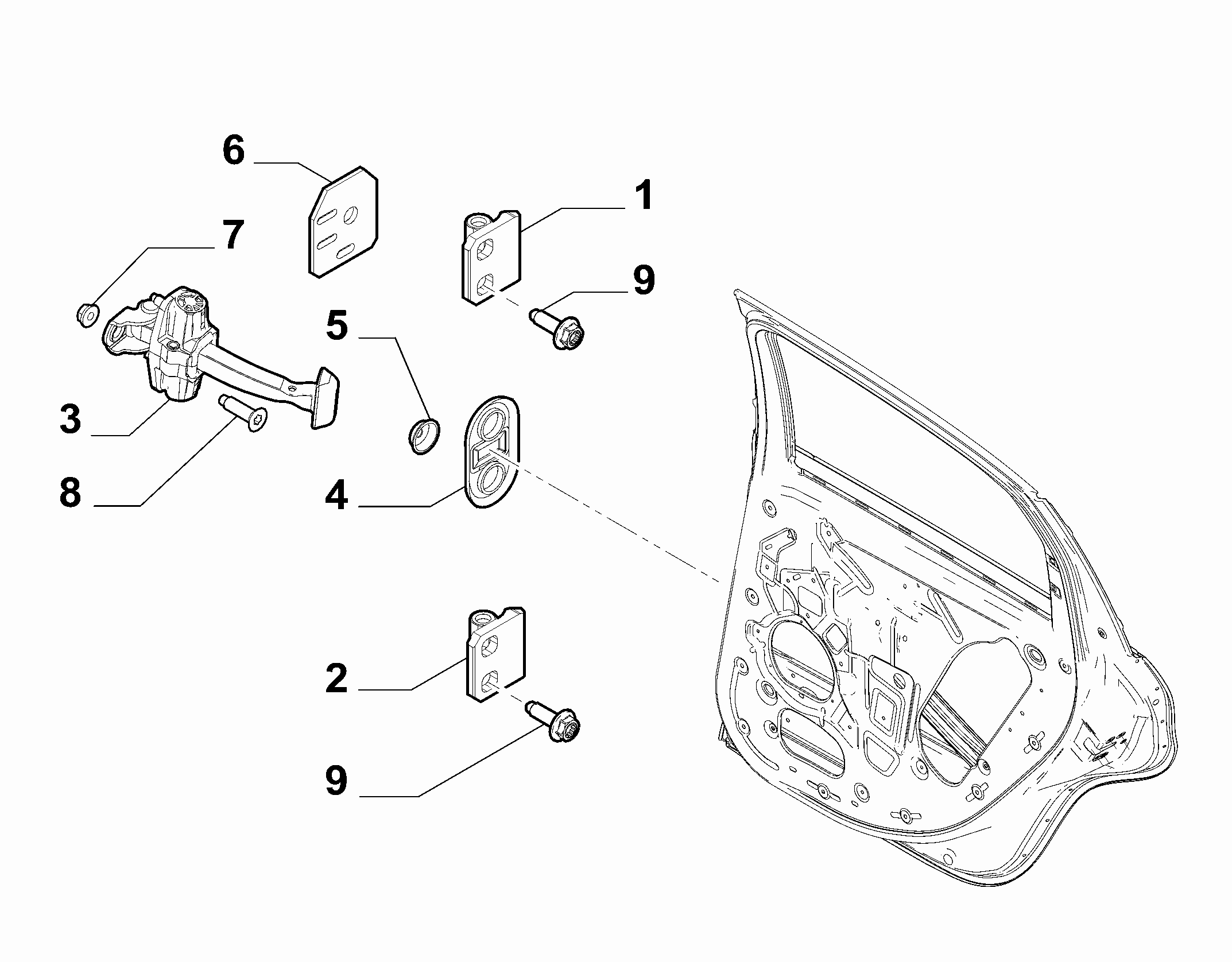 70136-020 REAR DOOR HINGES AND TIE RODS