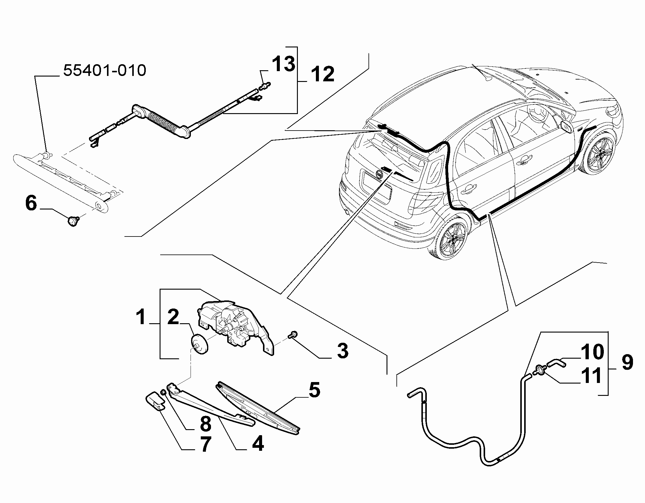 55514-040 FRONT AND REAR WIPER TUBING