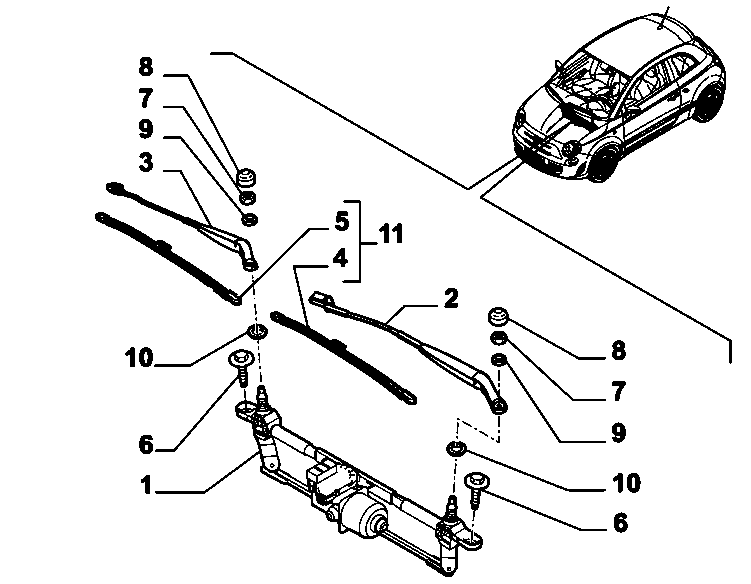 55514-010 WIPERS - ARM, BRUSHES AND MOTOR