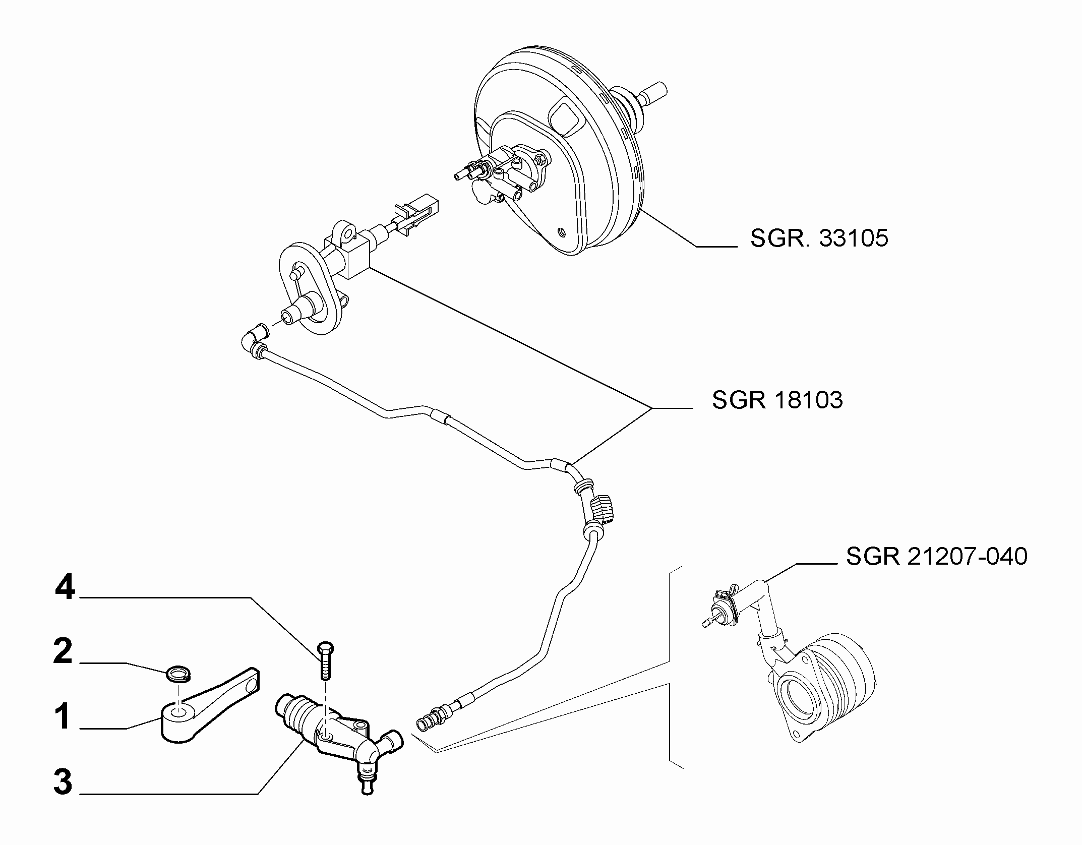 18103-020 CLUTCH LEVER CYLINDER AND HOSE