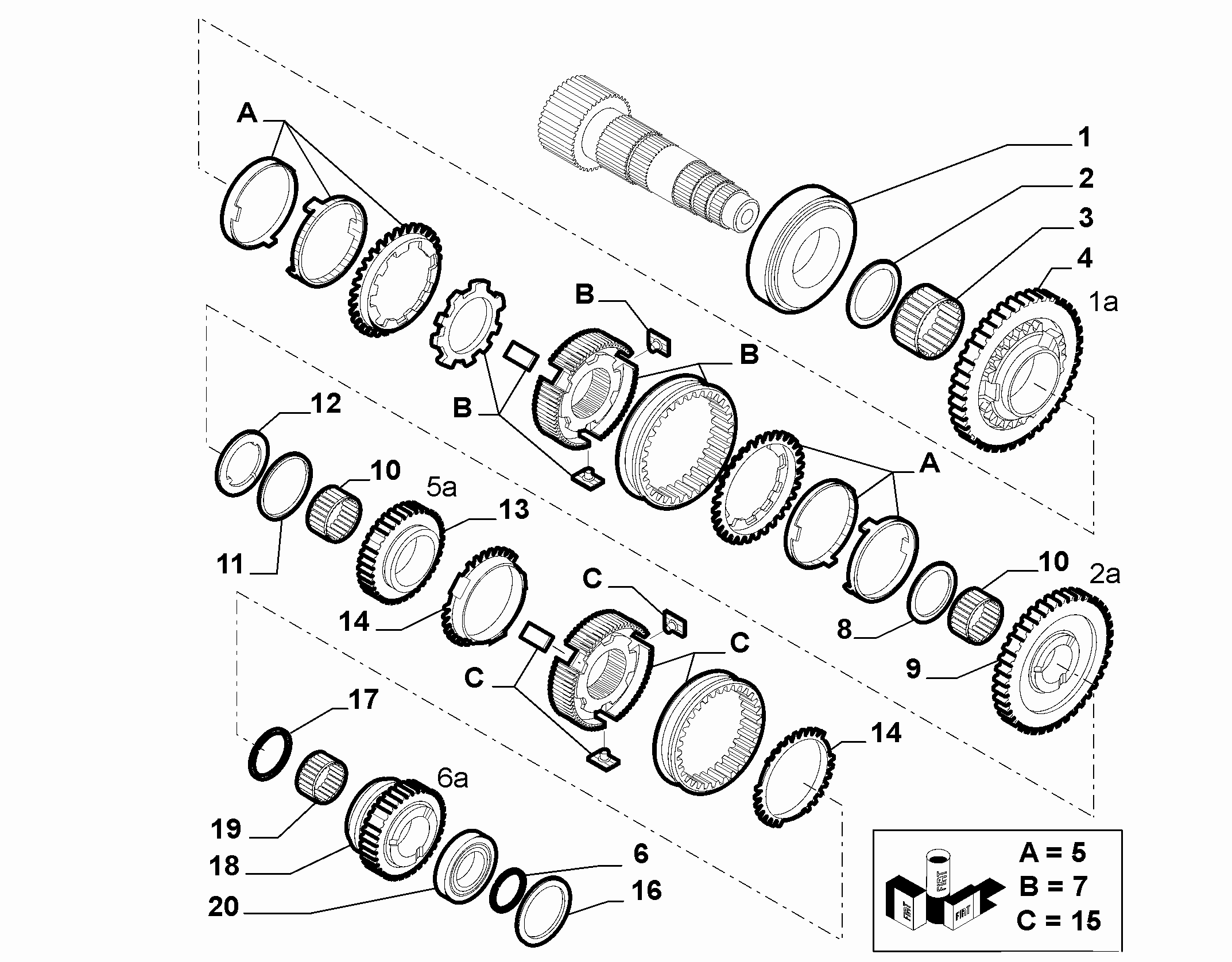 21215-035 SECONDARY LOWER MANIFOLD GEAR SHAFT