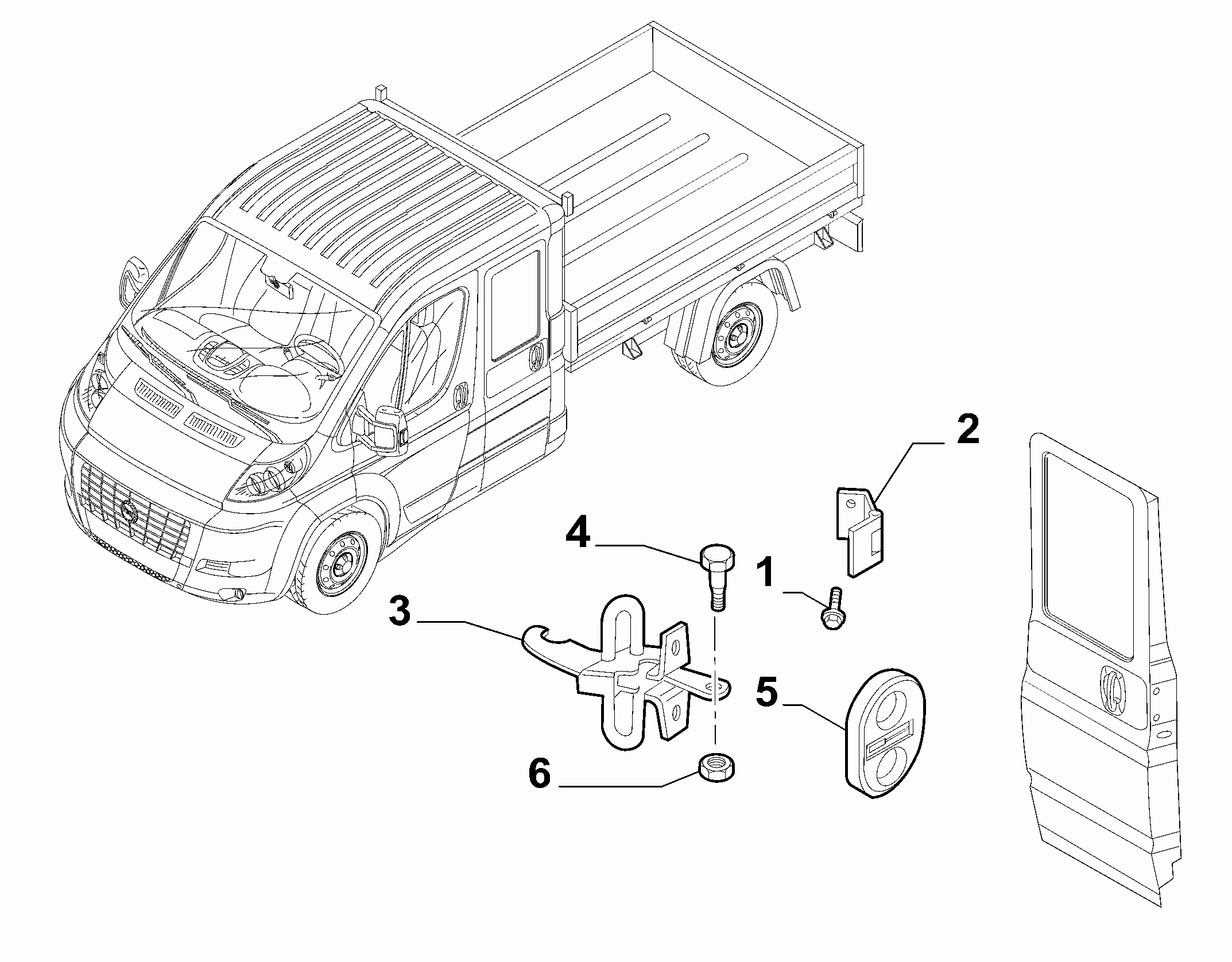 70136-020 REAR DOOR HINGES AND TIE RODS