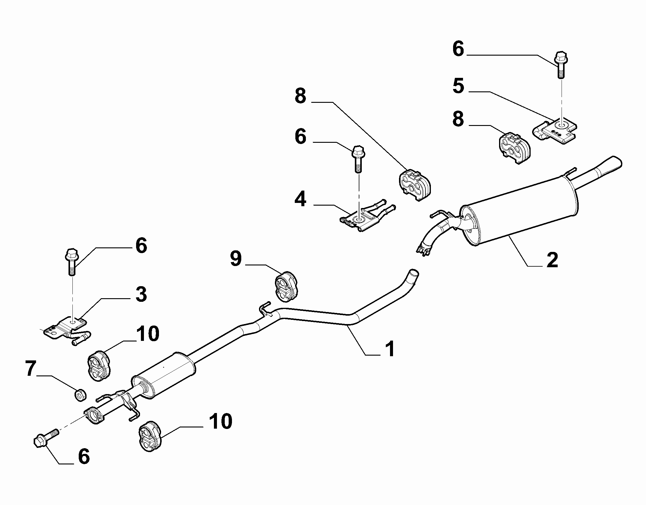 10258-030 REAR AND CENTRAL PIPES