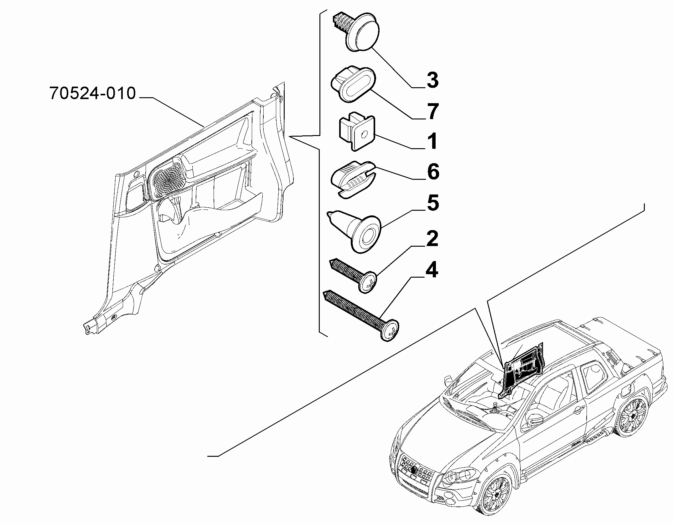 70524-020 REAR SIDE COVERING CLAMPS