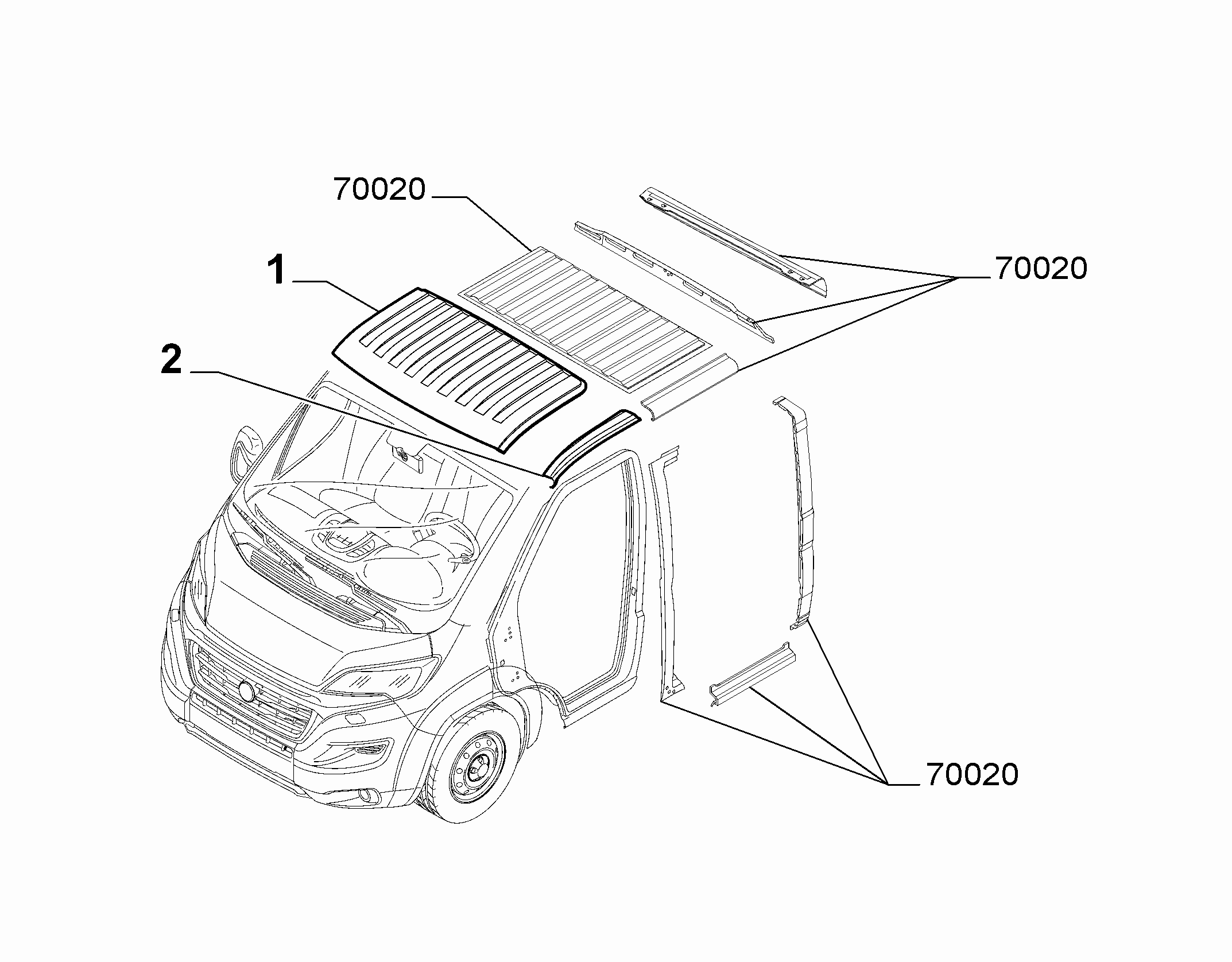 70018-020 ROOF FOR COMMERCIAL VEHICLES
