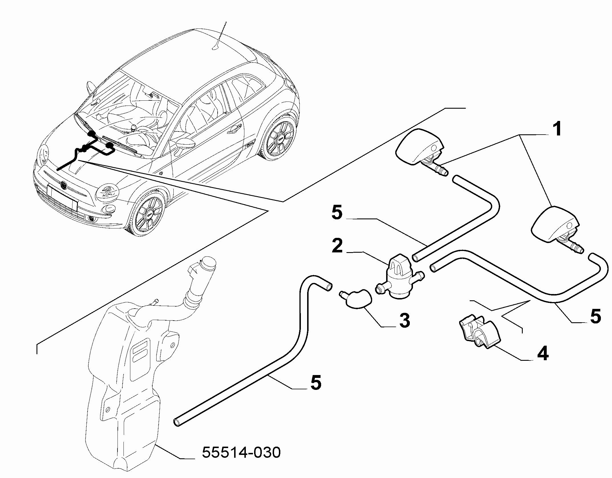 55514-040 FRONT AND REAR WIPER TUBING