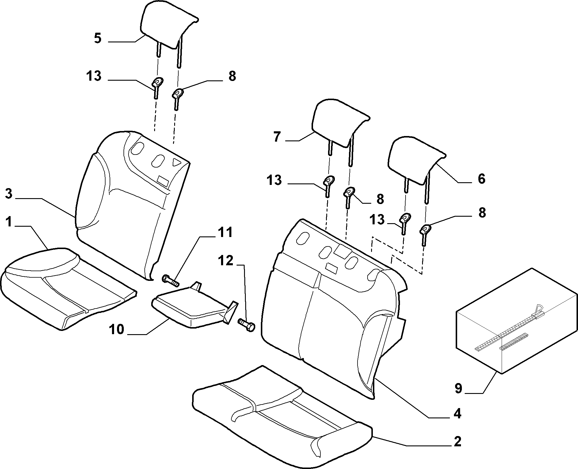 70615/10 REAR SEAT LINING