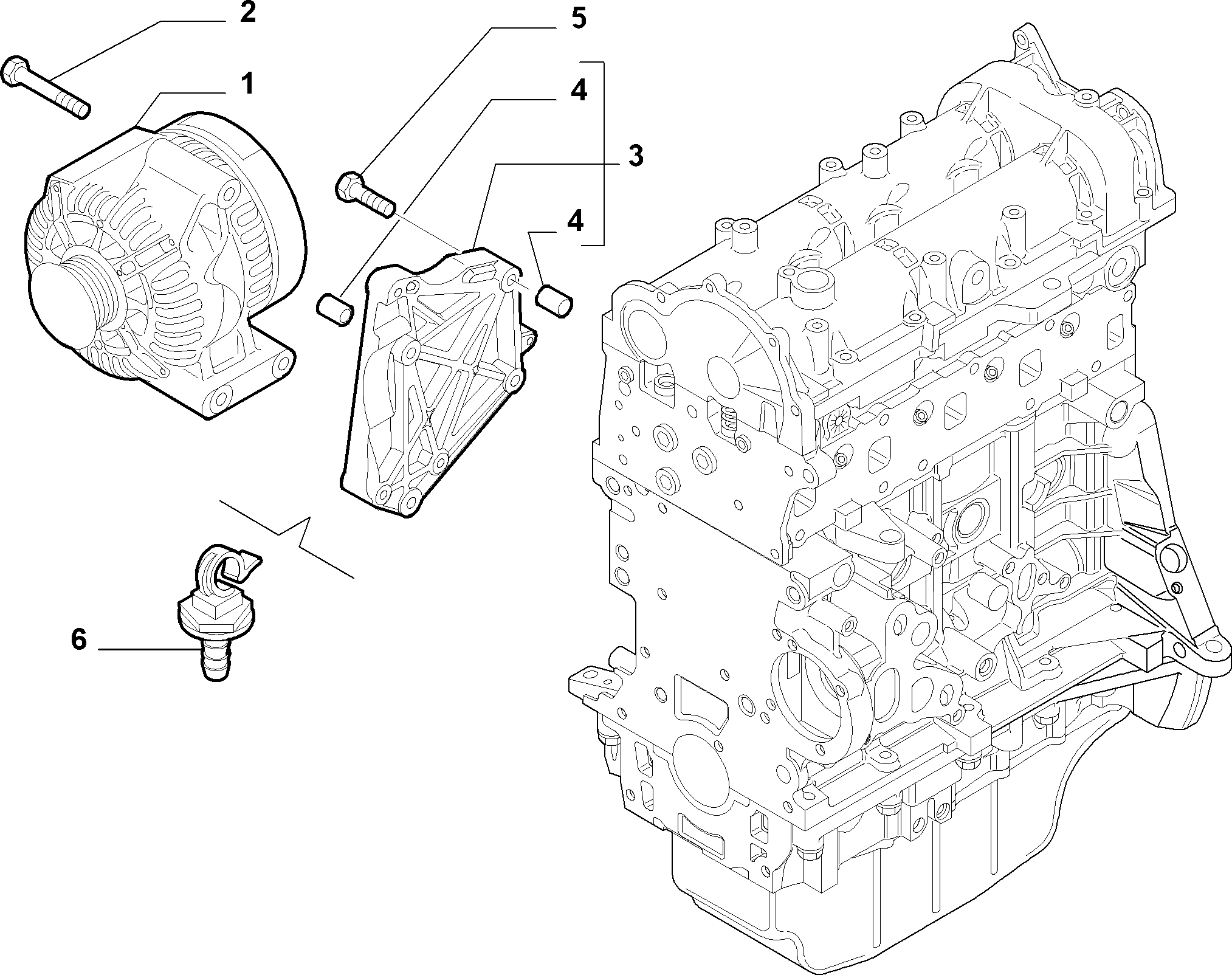 55301-010 ALTERNATOR AND MOUNTING