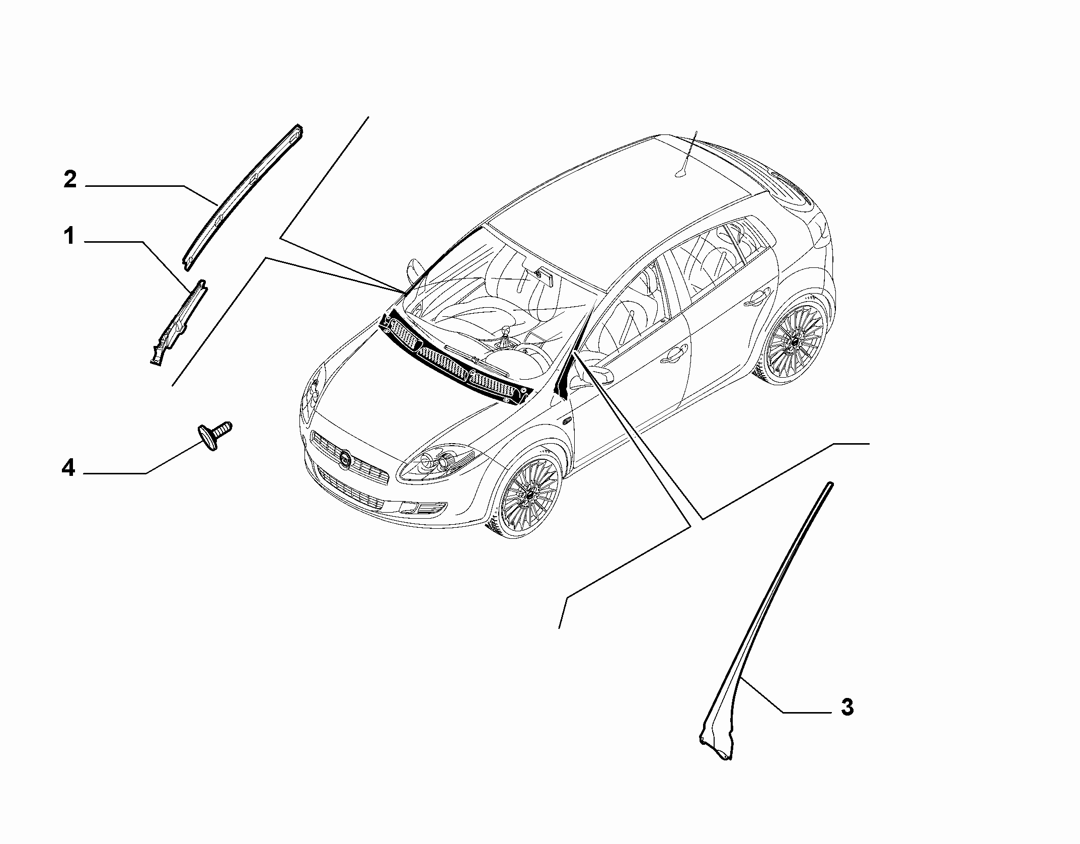 70712-020 OUTER MOULDINGS, WINDSHIELD AREA
