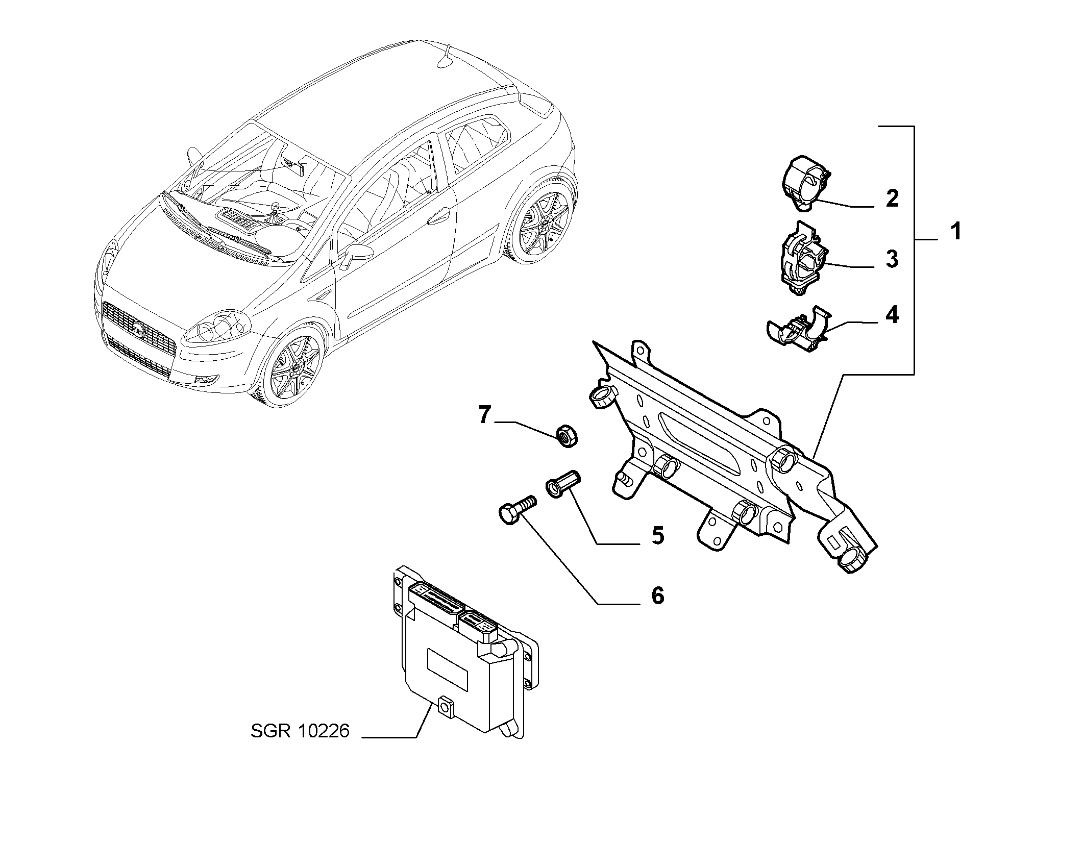 10225-020 INJECTION ECU AND ENGINE HARNESS FASTENERS