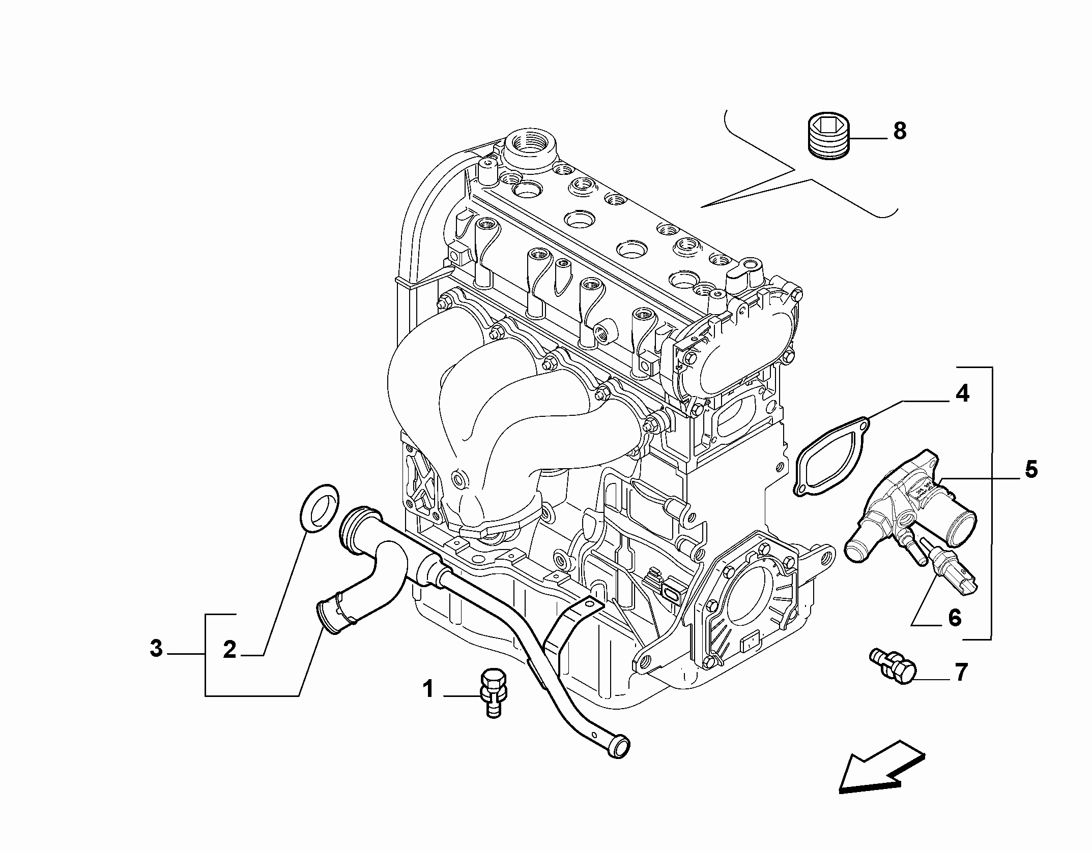 10402-020 THERMOSTAT AND WATER PIPES