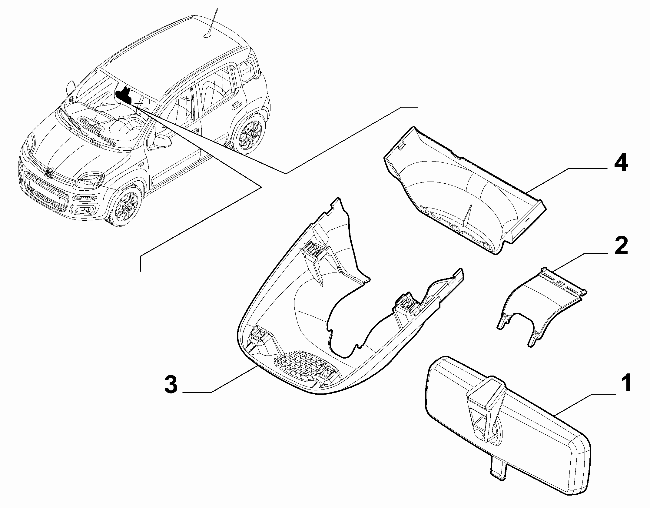 70740-010 REAR VIEW MIRROR