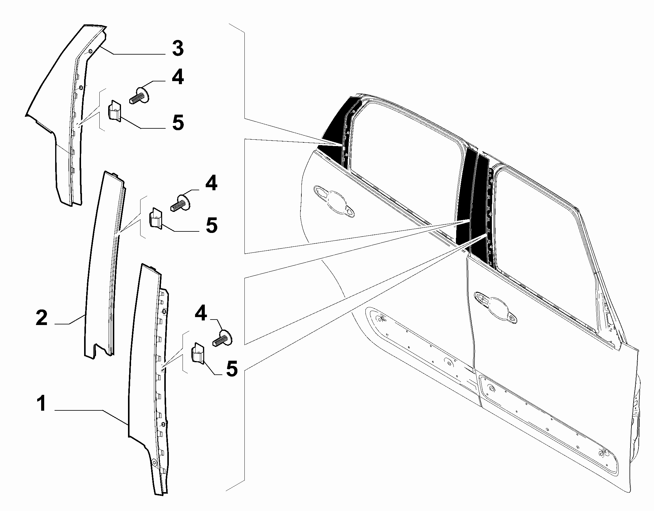 70712-050 OUTER SIDE MOULDINGS, PILLAR AREA
