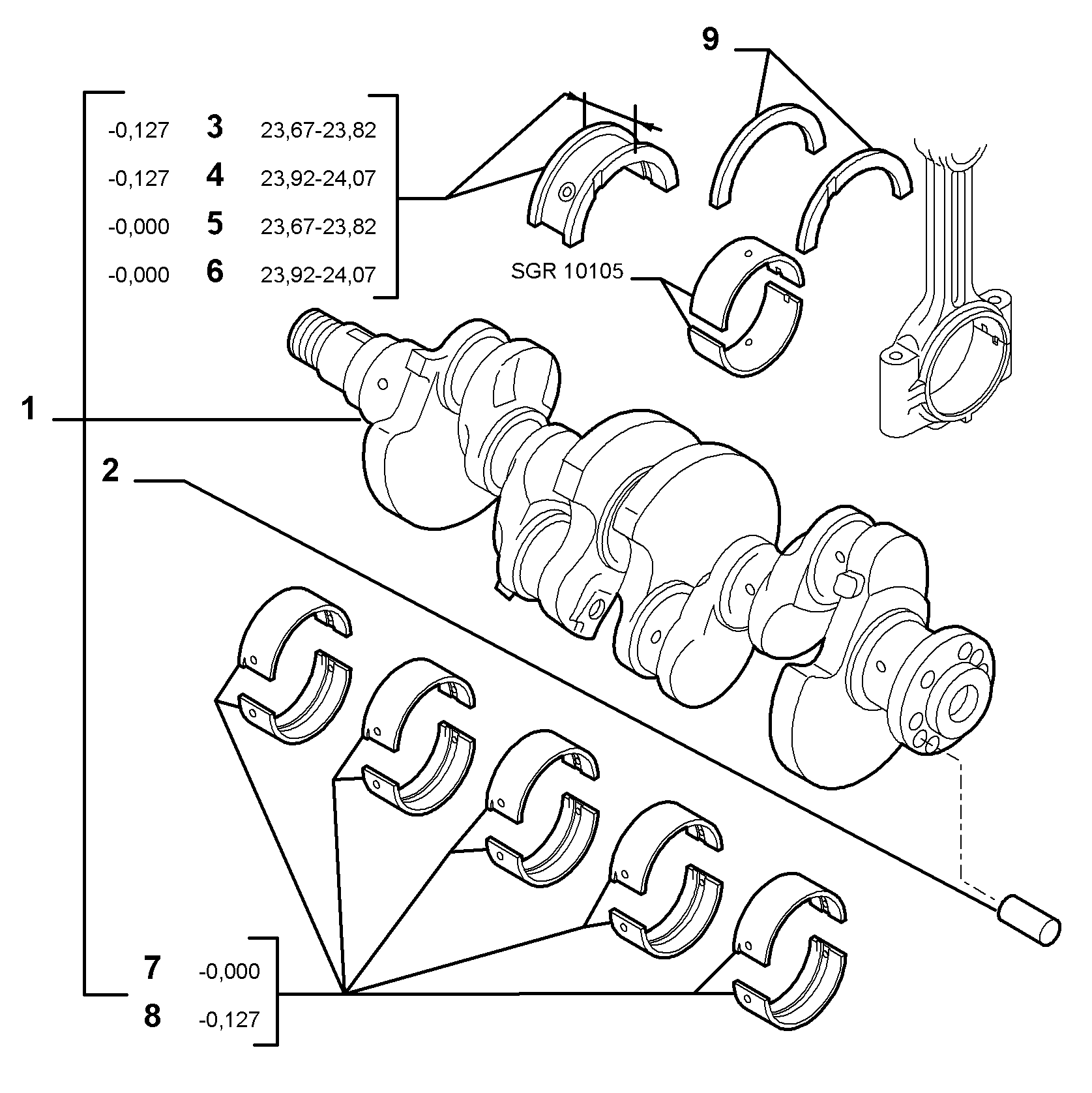 10103-010 ENGINE SHAFT AND HALF BEARING