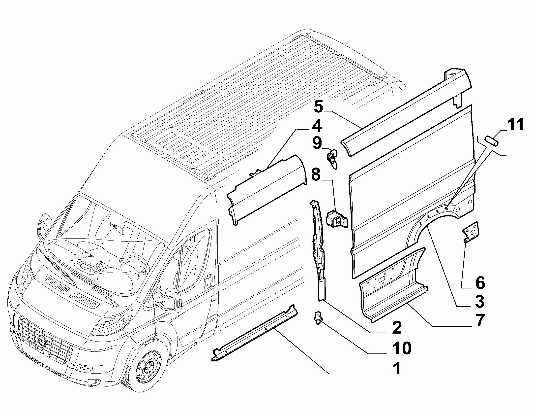 70020-040 OUTER SIDE PANEL FOR COMMERCIAL VEHICLES