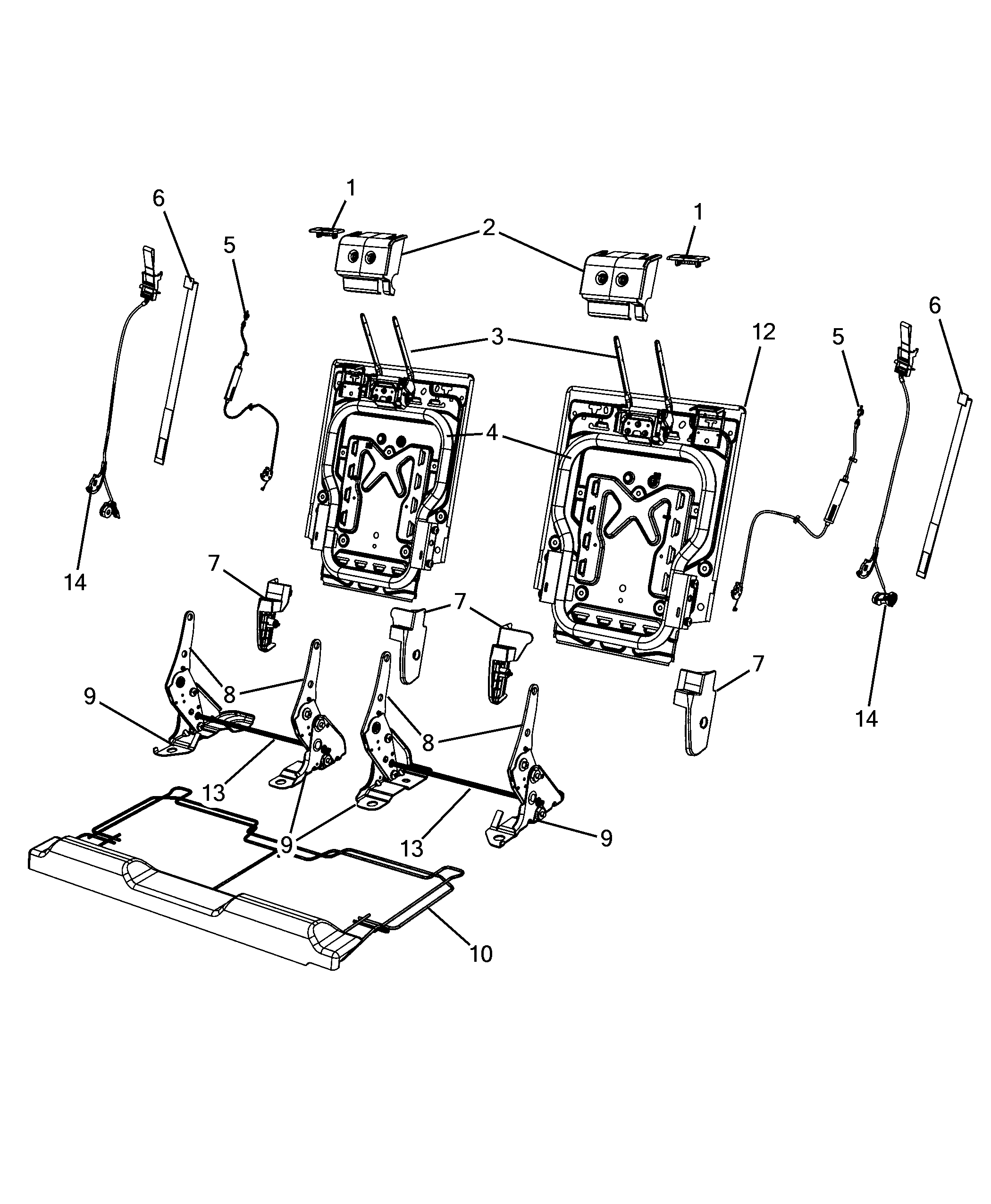 70613-060 THIRD ROW REAR SEAT FRAMES