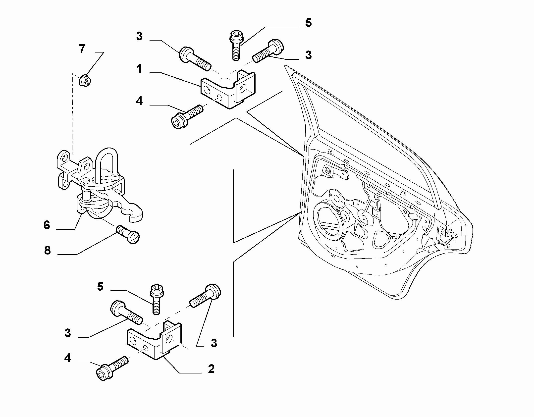 70136-020 REAR DOOR HINGES AND TIE RODS