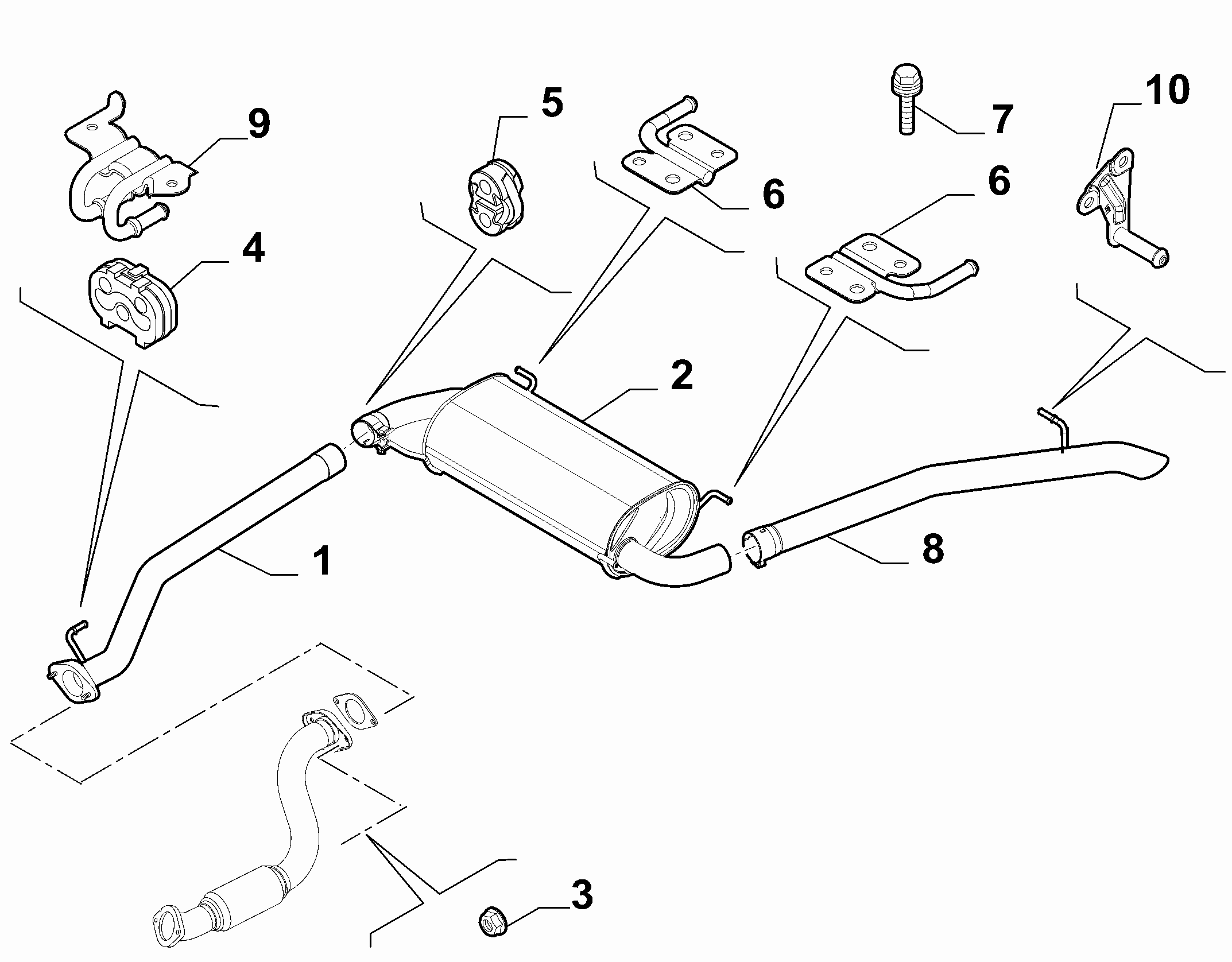 10258-030 REAR AND CENTRAL PIPES