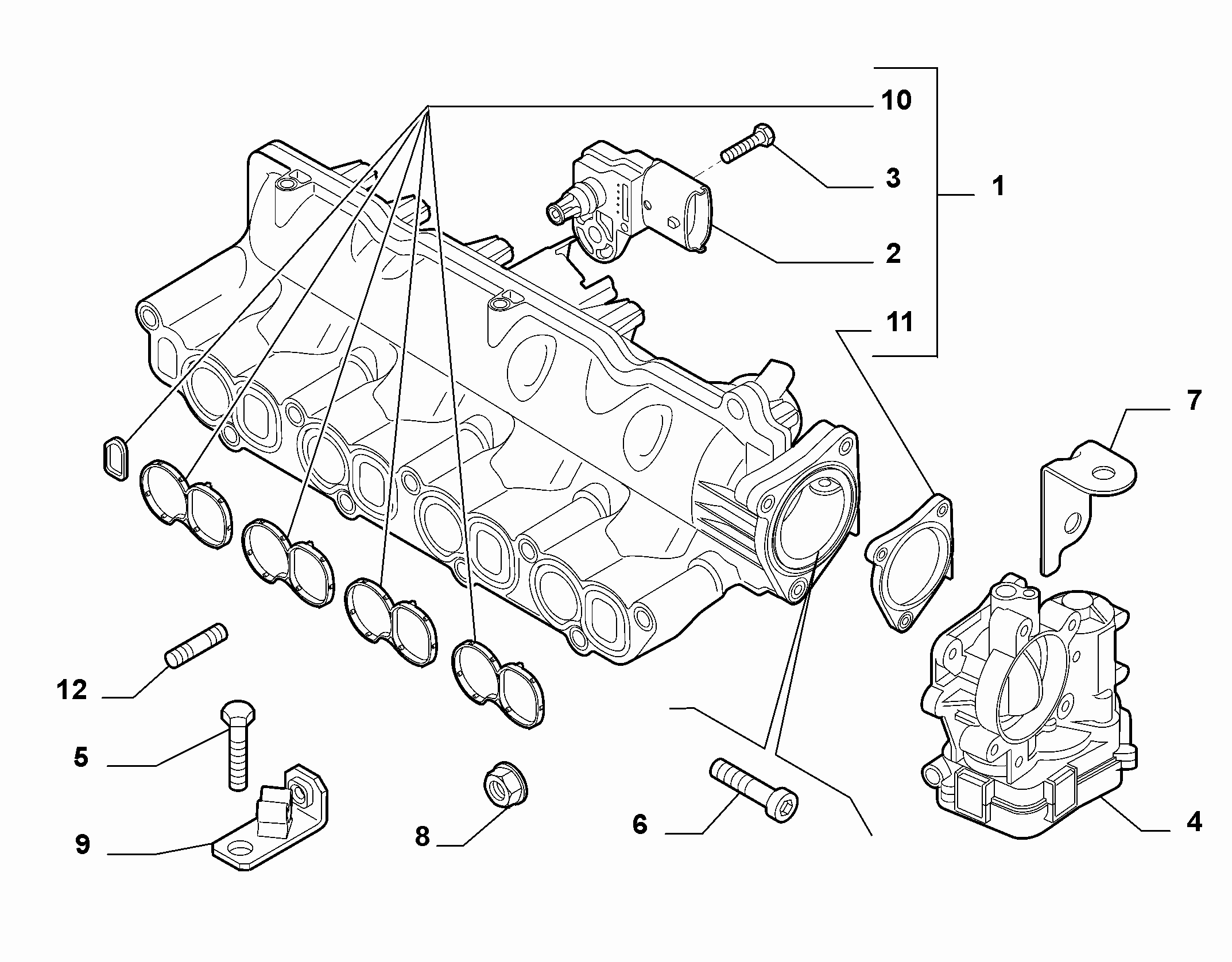 10255-010 INTAKE MANIFOLD AND BUTTERFLY CLIPS