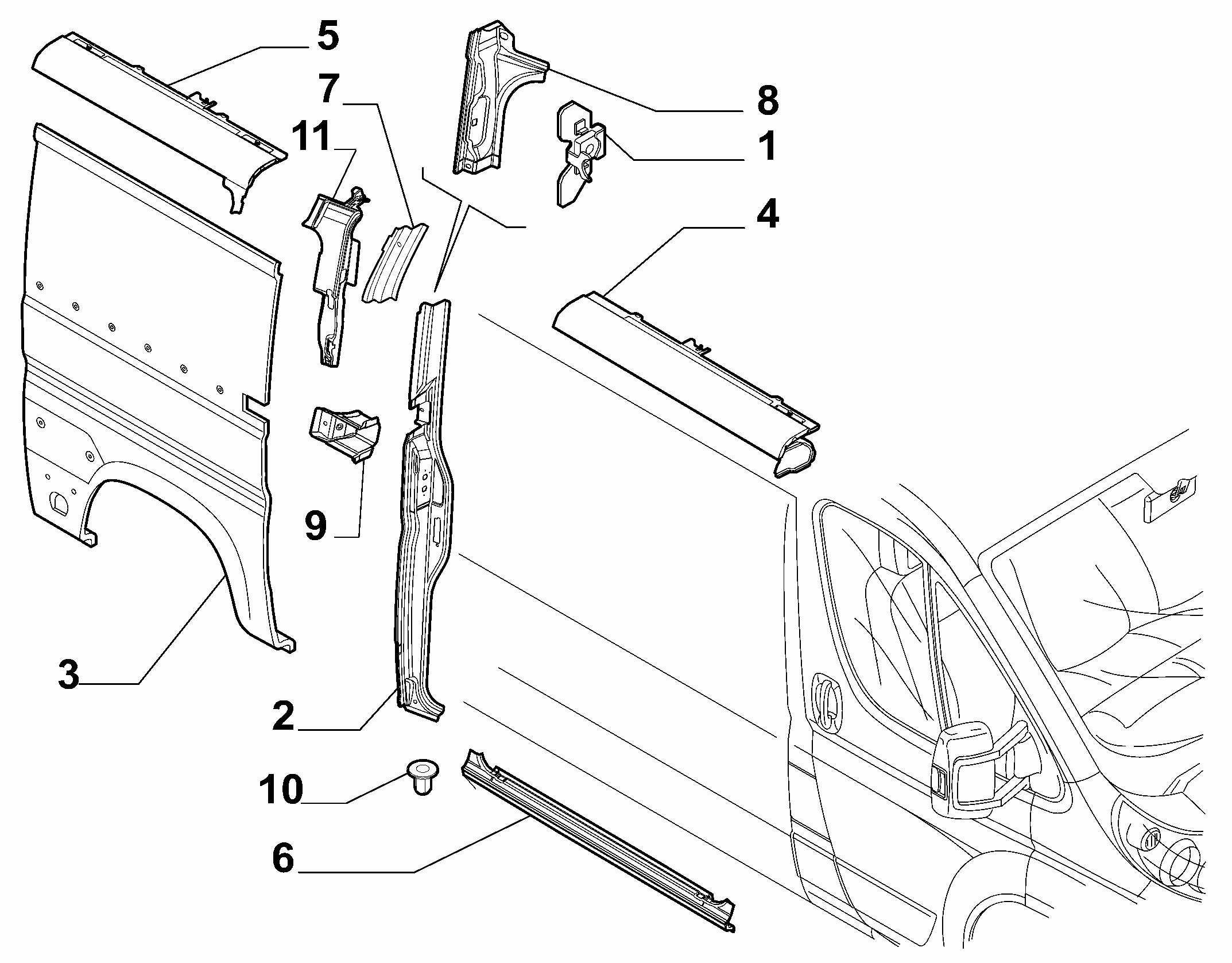 70020-040 OUTER SIDE PANEL FOR COMMERCIAL VEHICLES