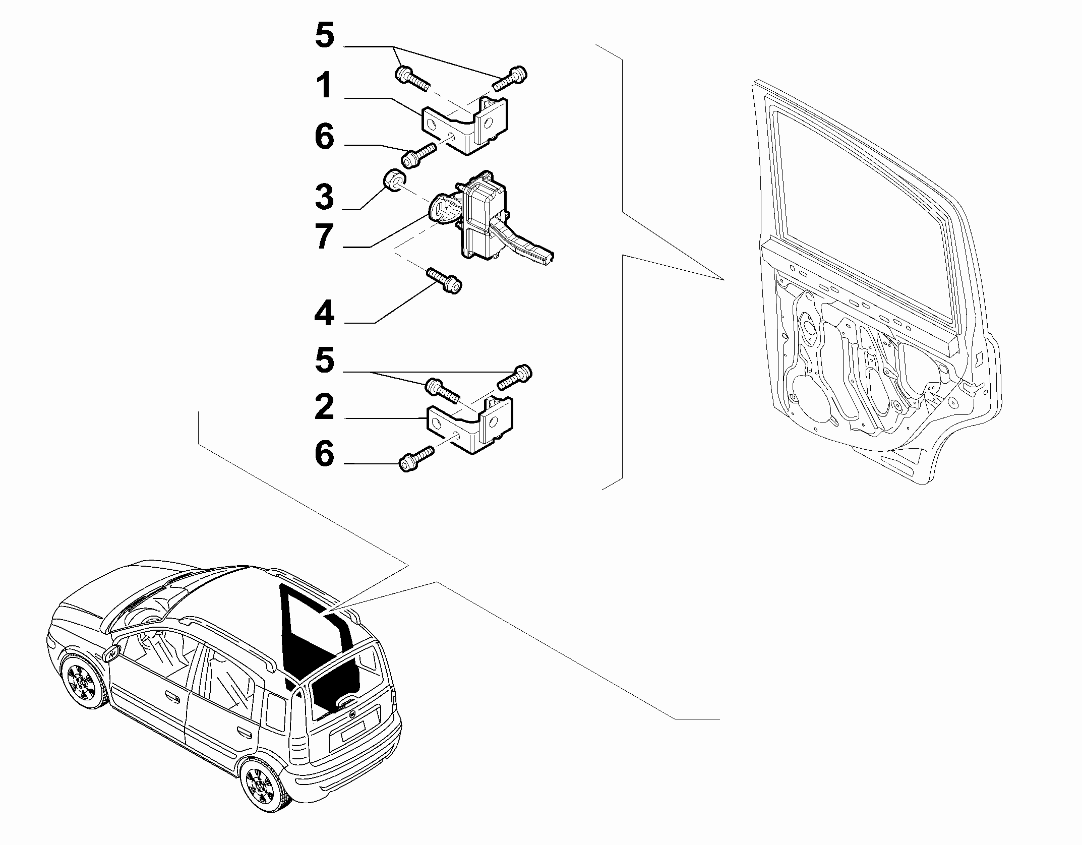 70136-020 REAR DOOR HINGES AND TIE RODS
