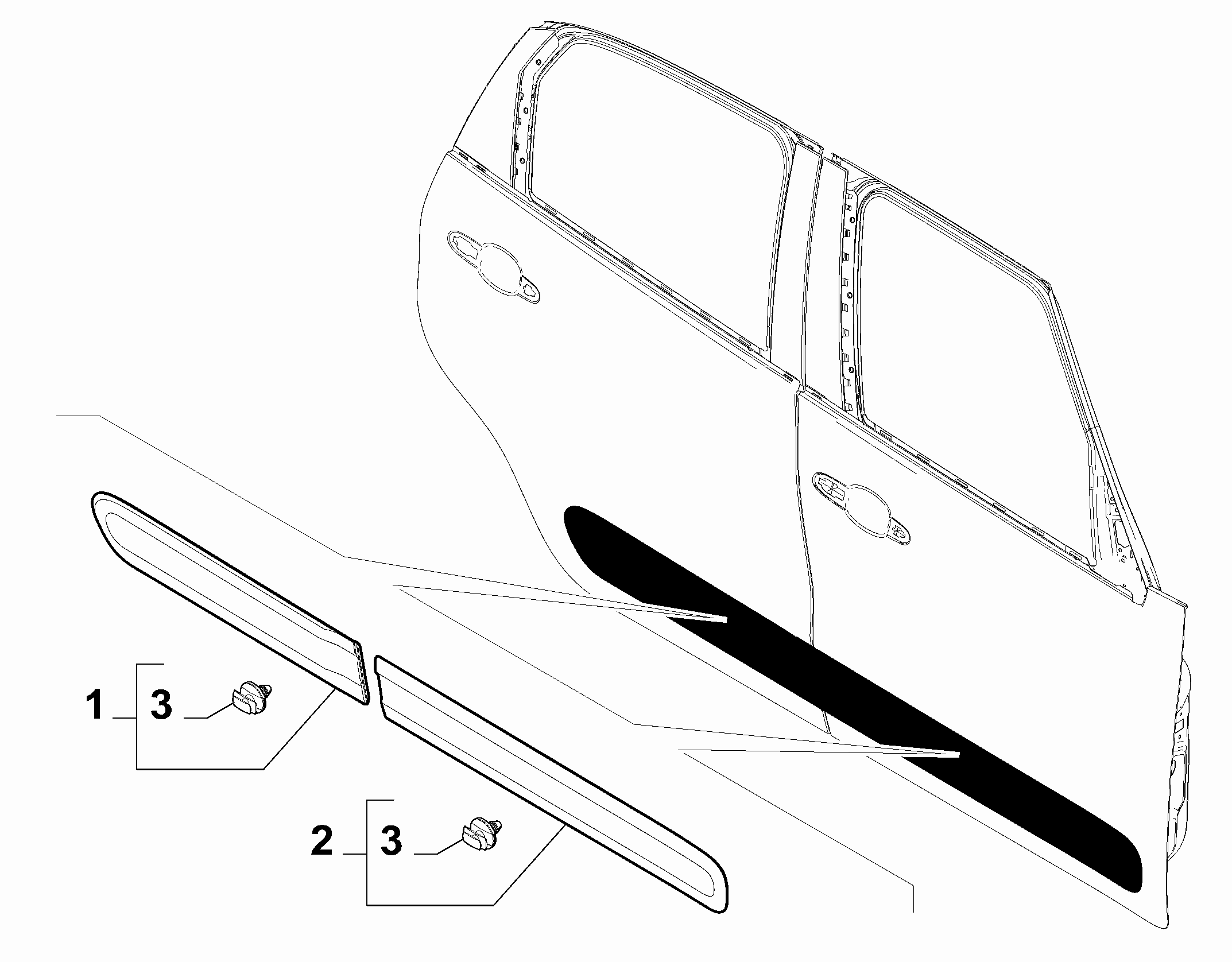 70712-060 DOOR AREA AND OUTER SIDE MOULDINGS (PILLARS EXCLUDED)