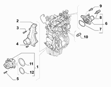 10402-030 WATER PUMP, PIPES AND THERMOSTAT
