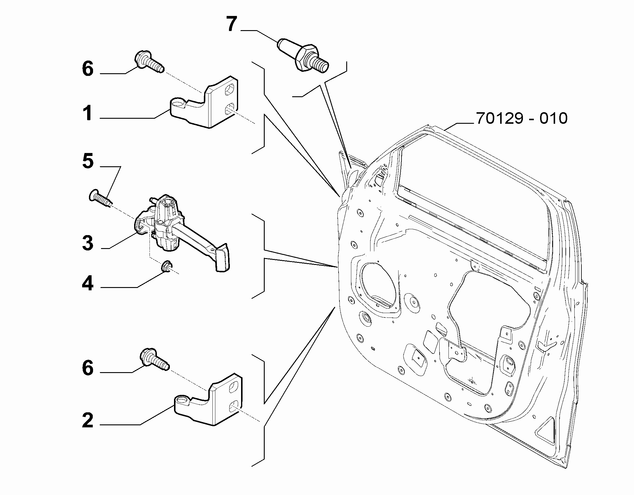70129-020 FRONT SIDE DOOR HINGE AND SCREW
