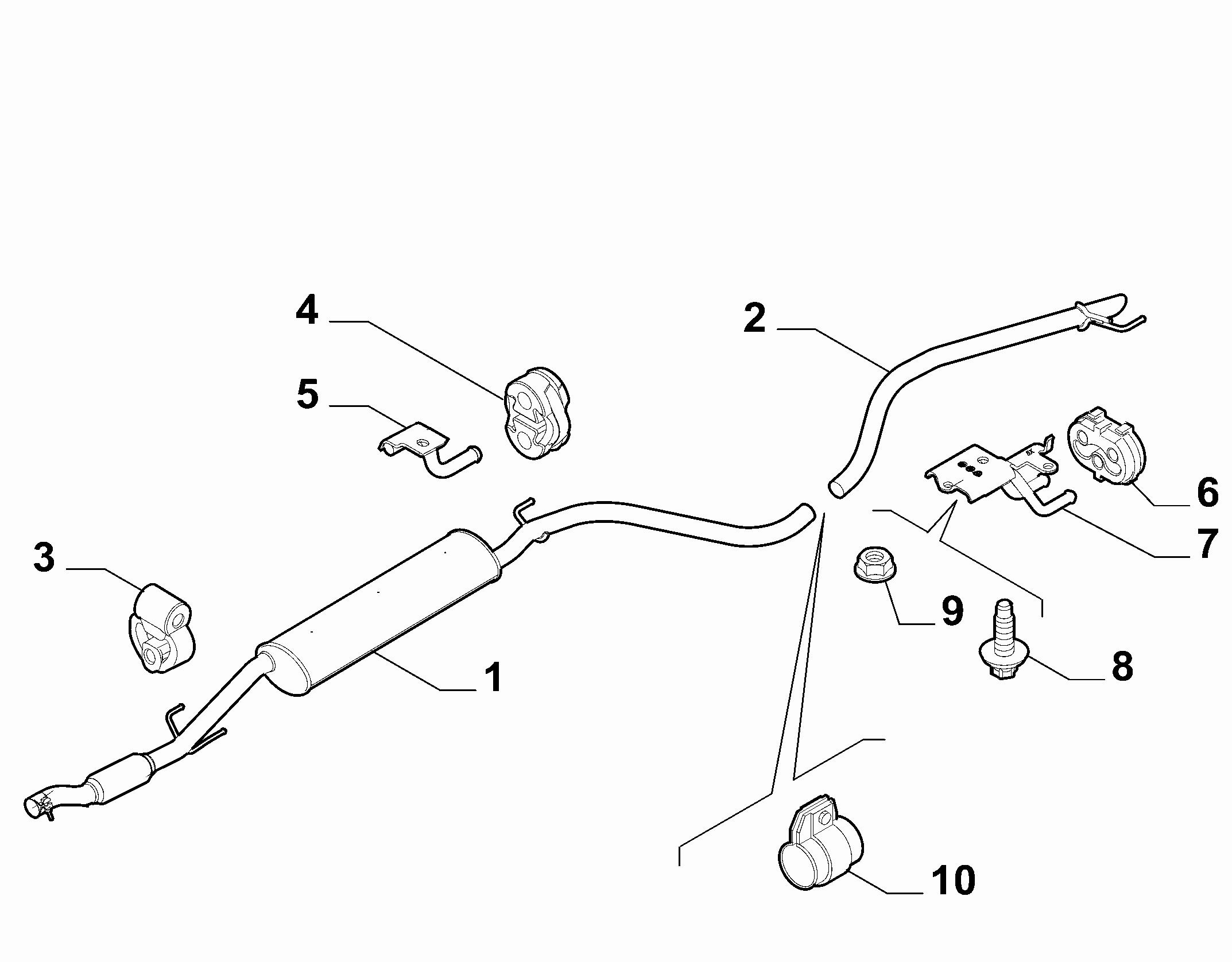 10258-030 REAR AND CENTRAL PIPES