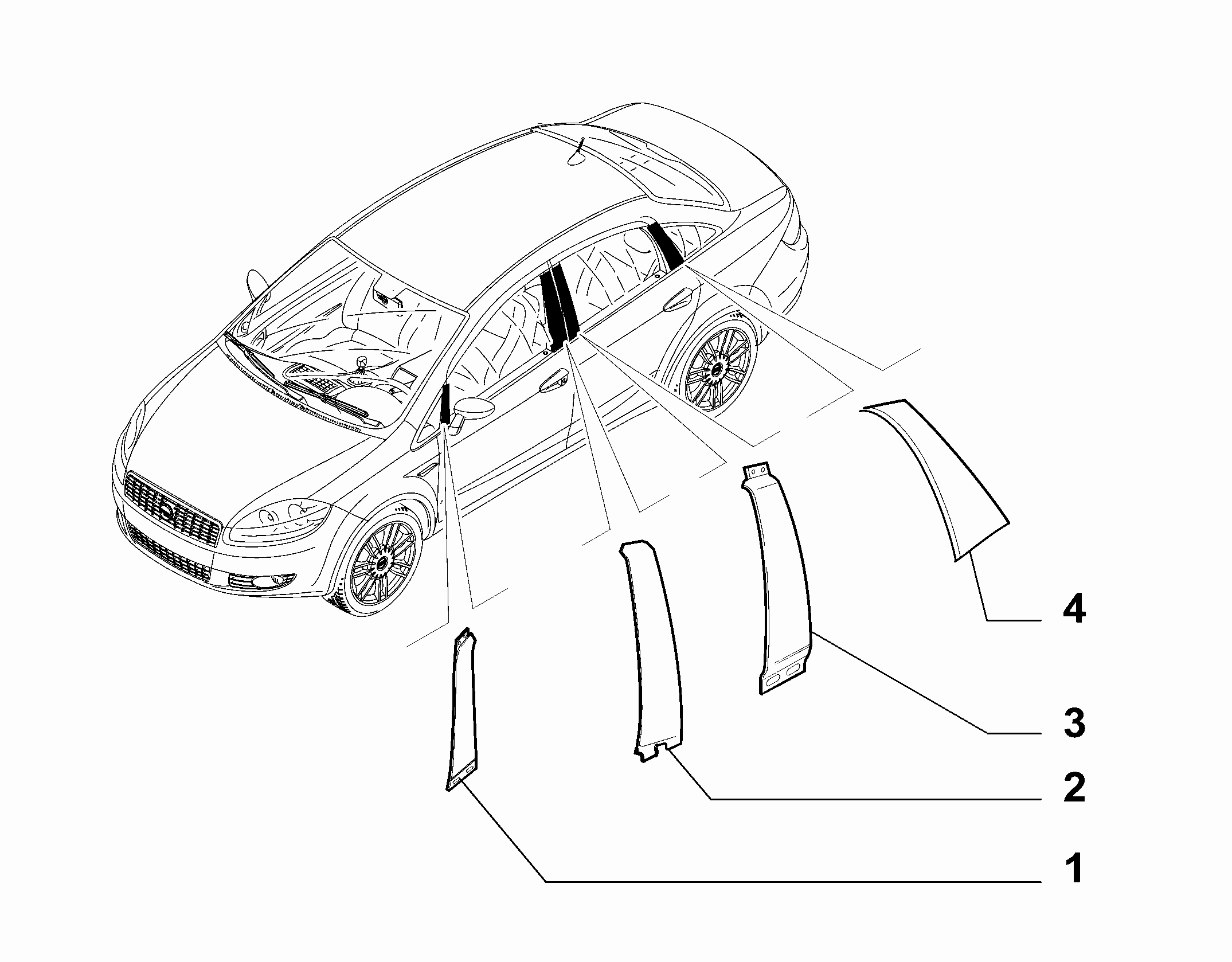 70712-050 OUTER SIDE MOULDINGS, PILLAR AREA