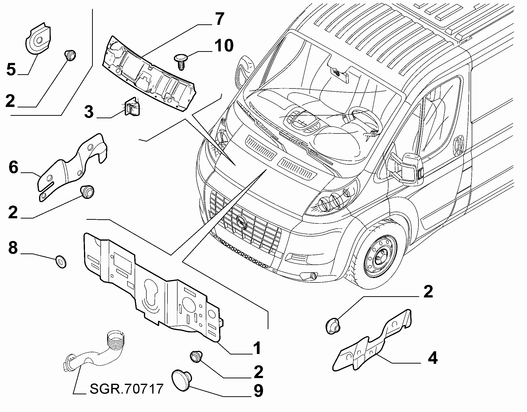 70522-010 BONNET AND ENGINE PADDING AND INSULATION
