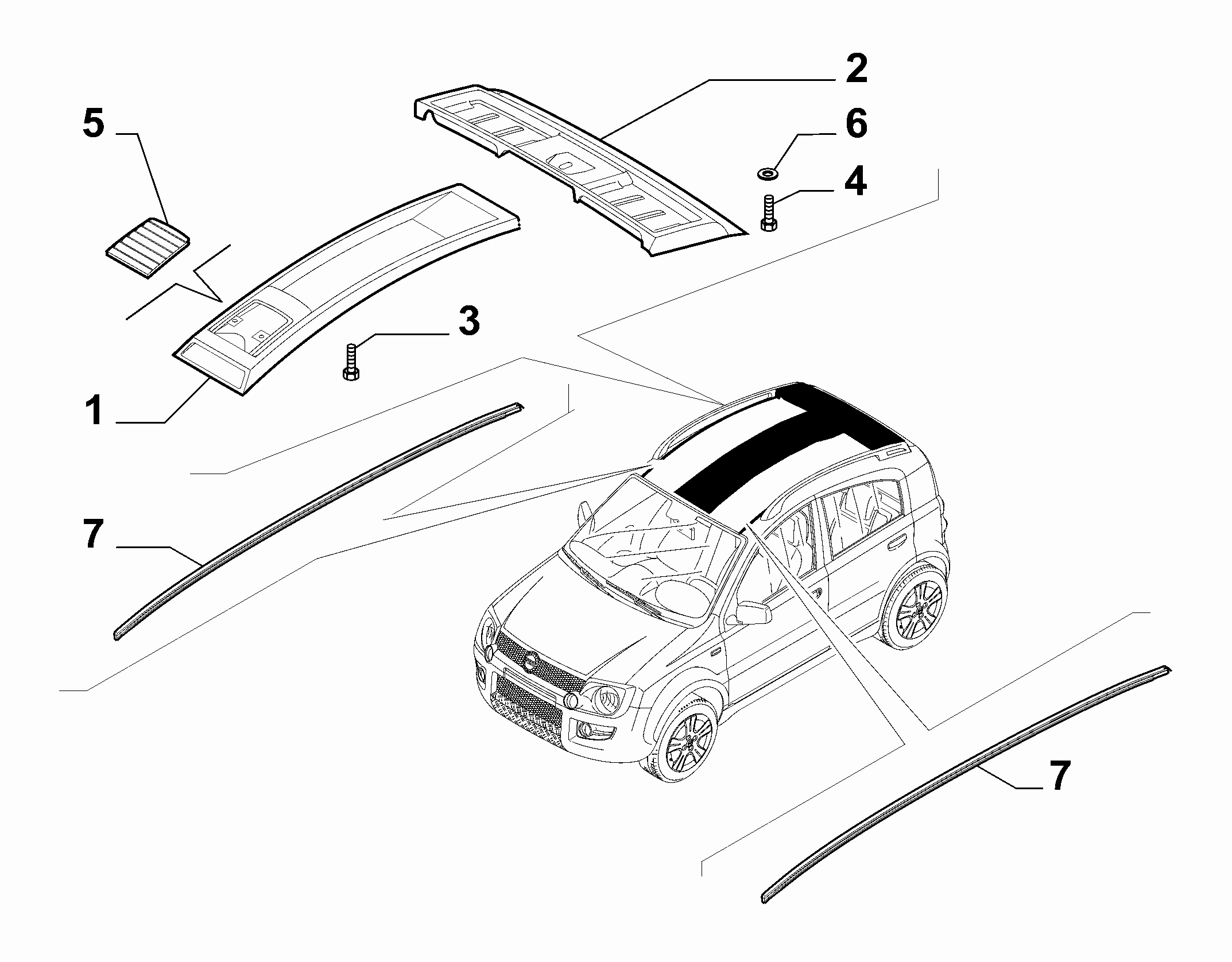 70712-030 OUTER MOULDINGS, ROOF AREA