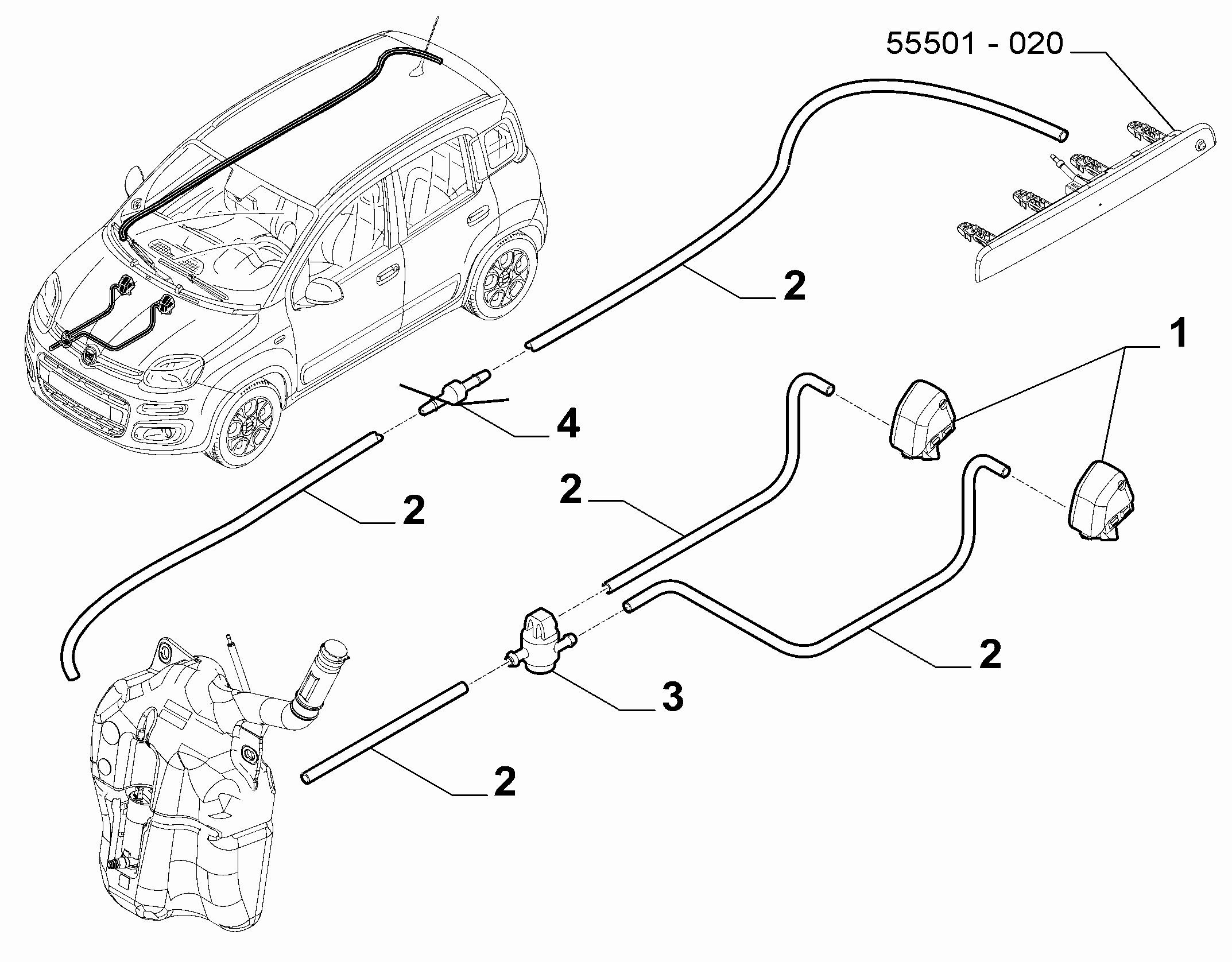 55514-040 FRONT AND REAR WIPER TUBING