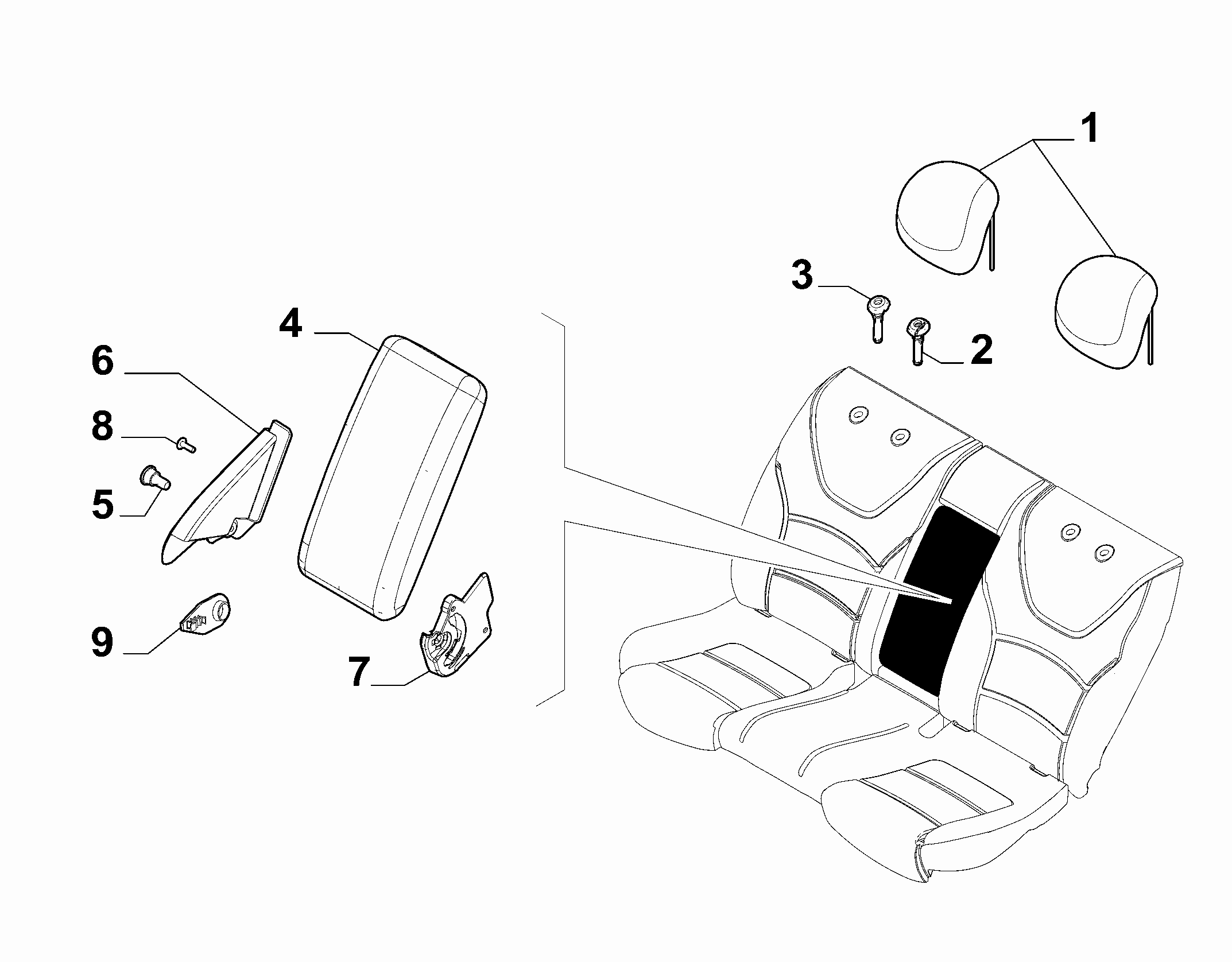 70613-050 REAR SEAT HEAD REST
