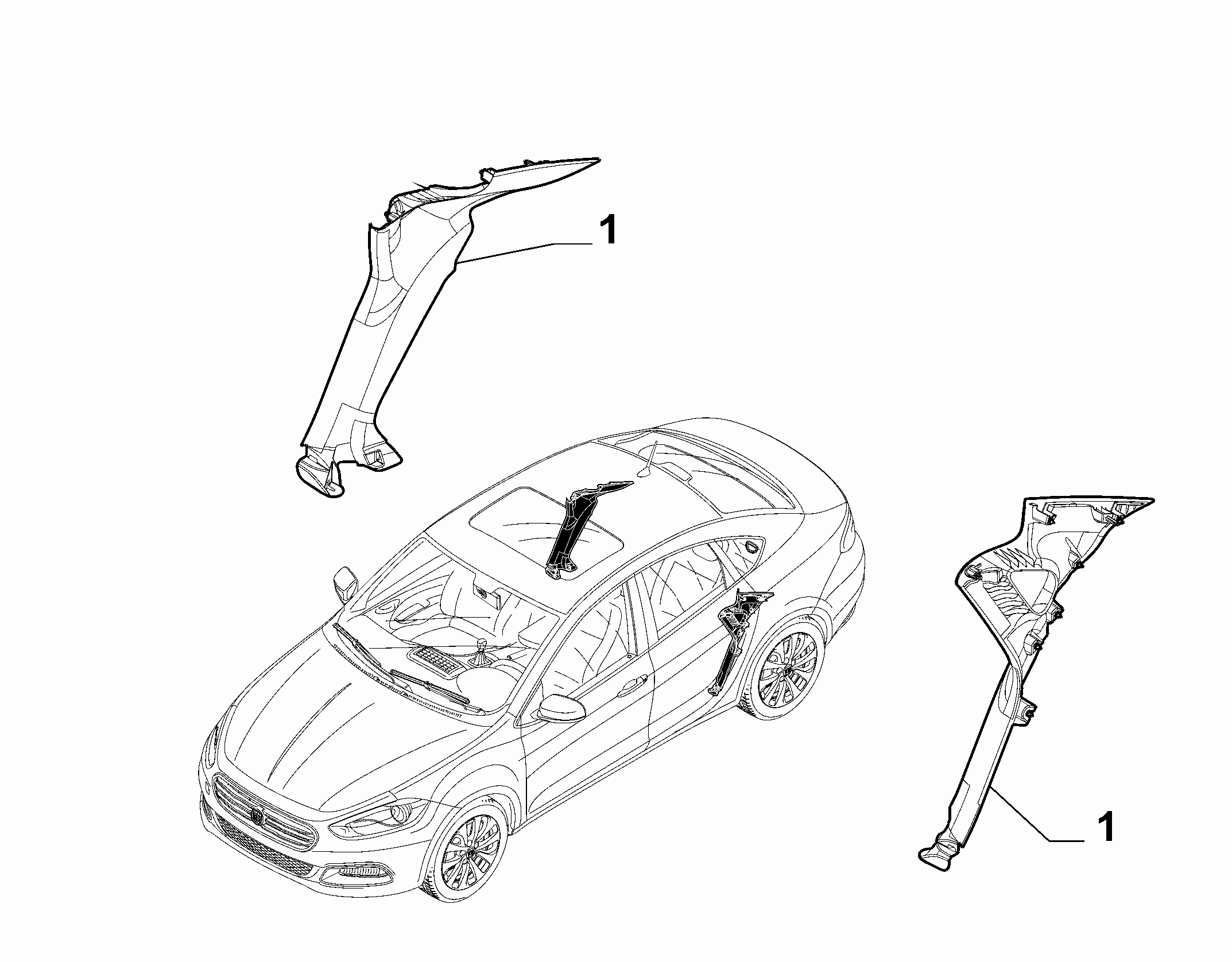 70523-040 INNER REAR PILLAR AND QUARTER GLASS TRIMS