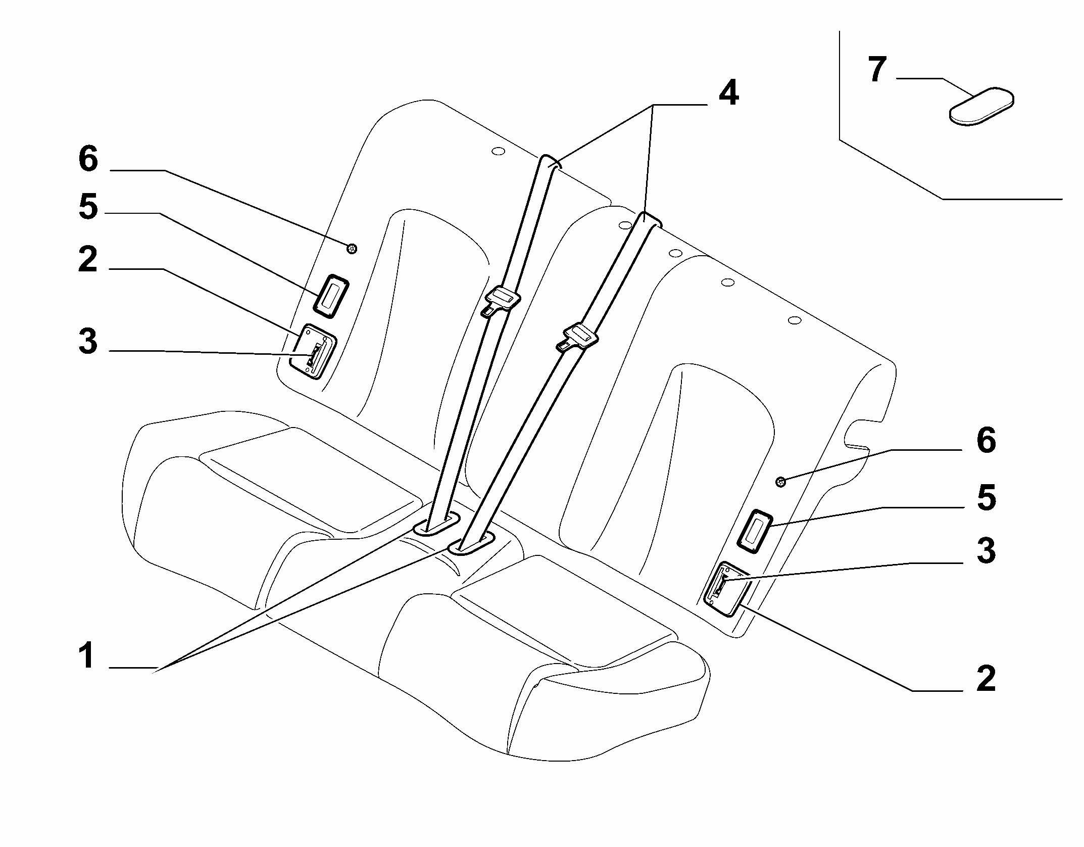 70527-020 REAR SEAT BELTS