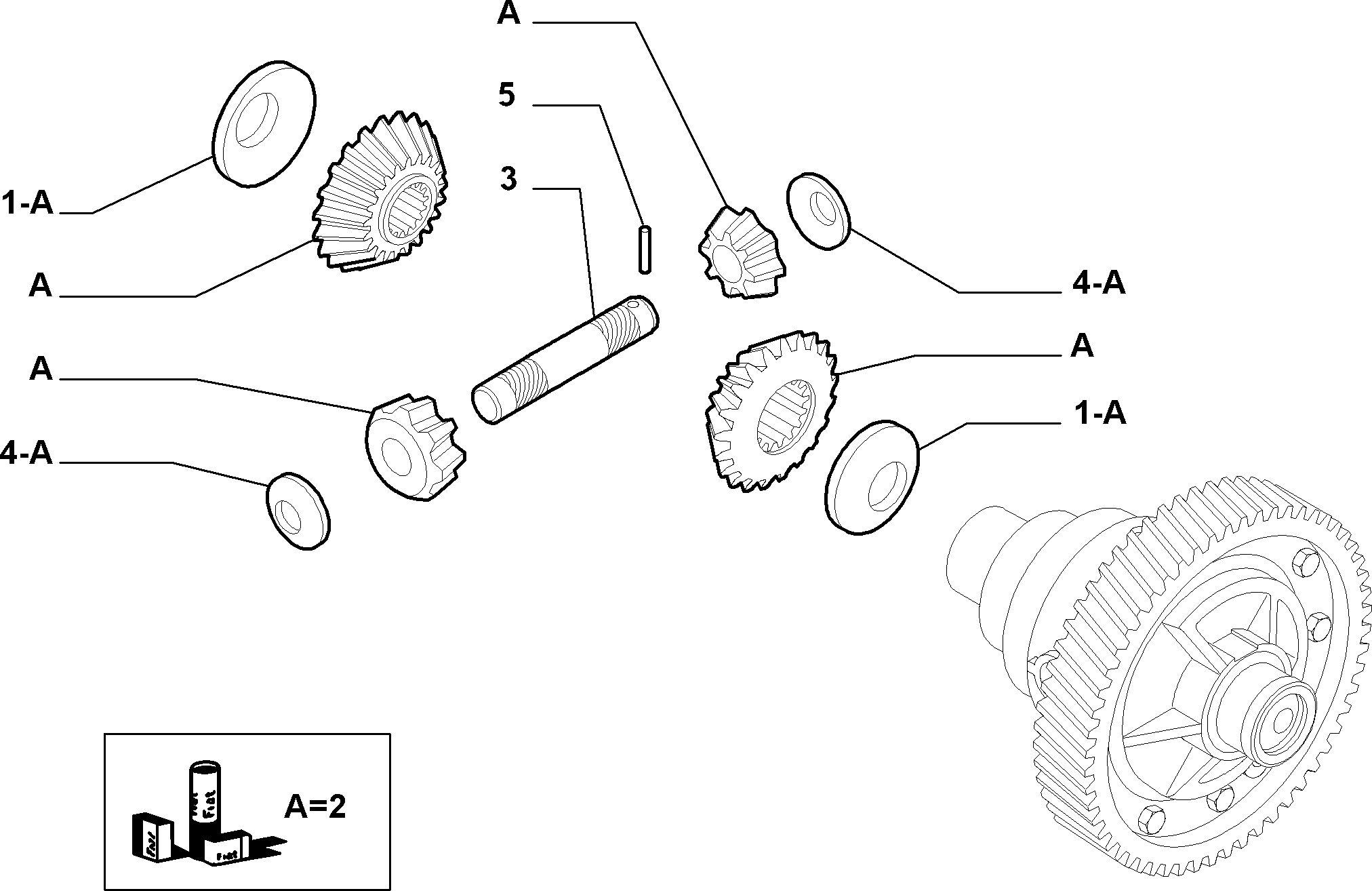 21220-020 CROWN WHEEL AND HALF CRANKSHAFT