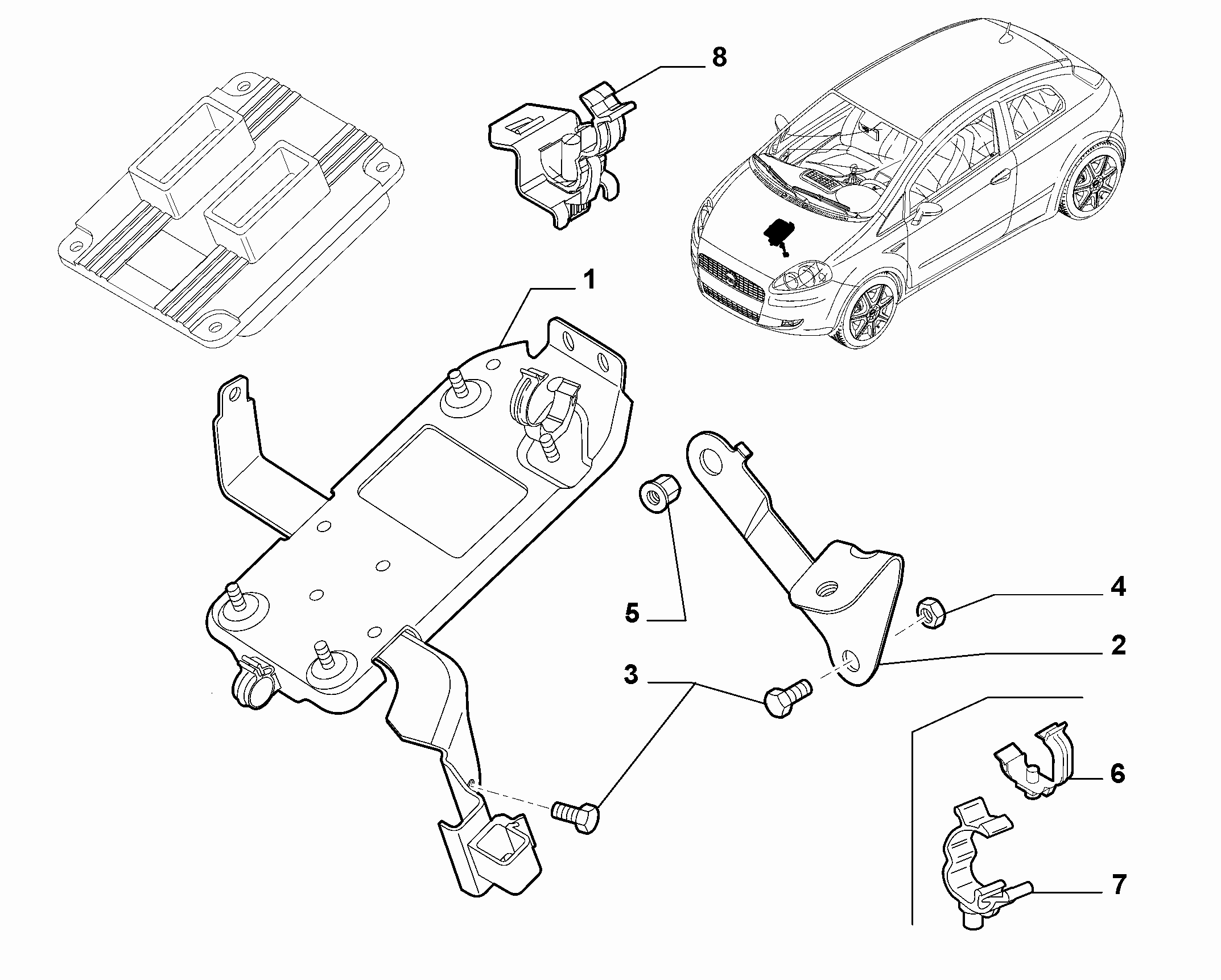 10225-020 INJECTION ECU AND ENGINE HARNESS FASTENERS