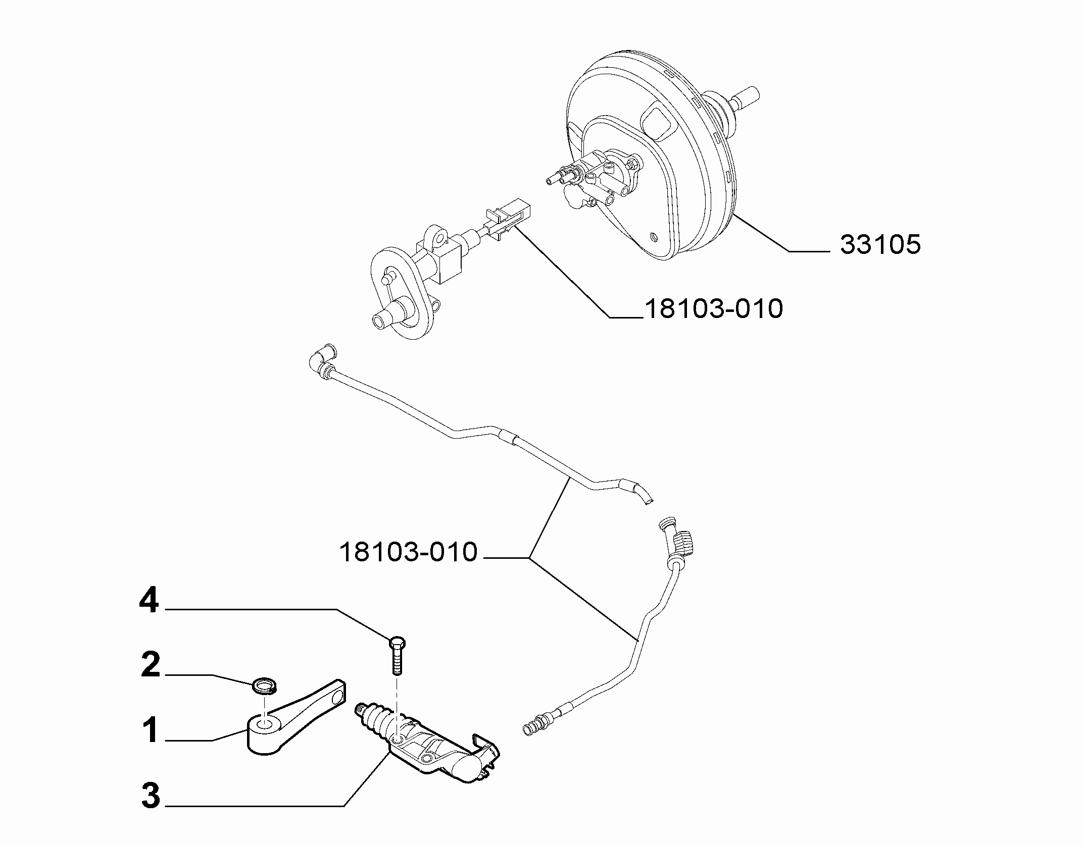 18103-020 CLUTCH LEVER CYLINDER AND HOSE