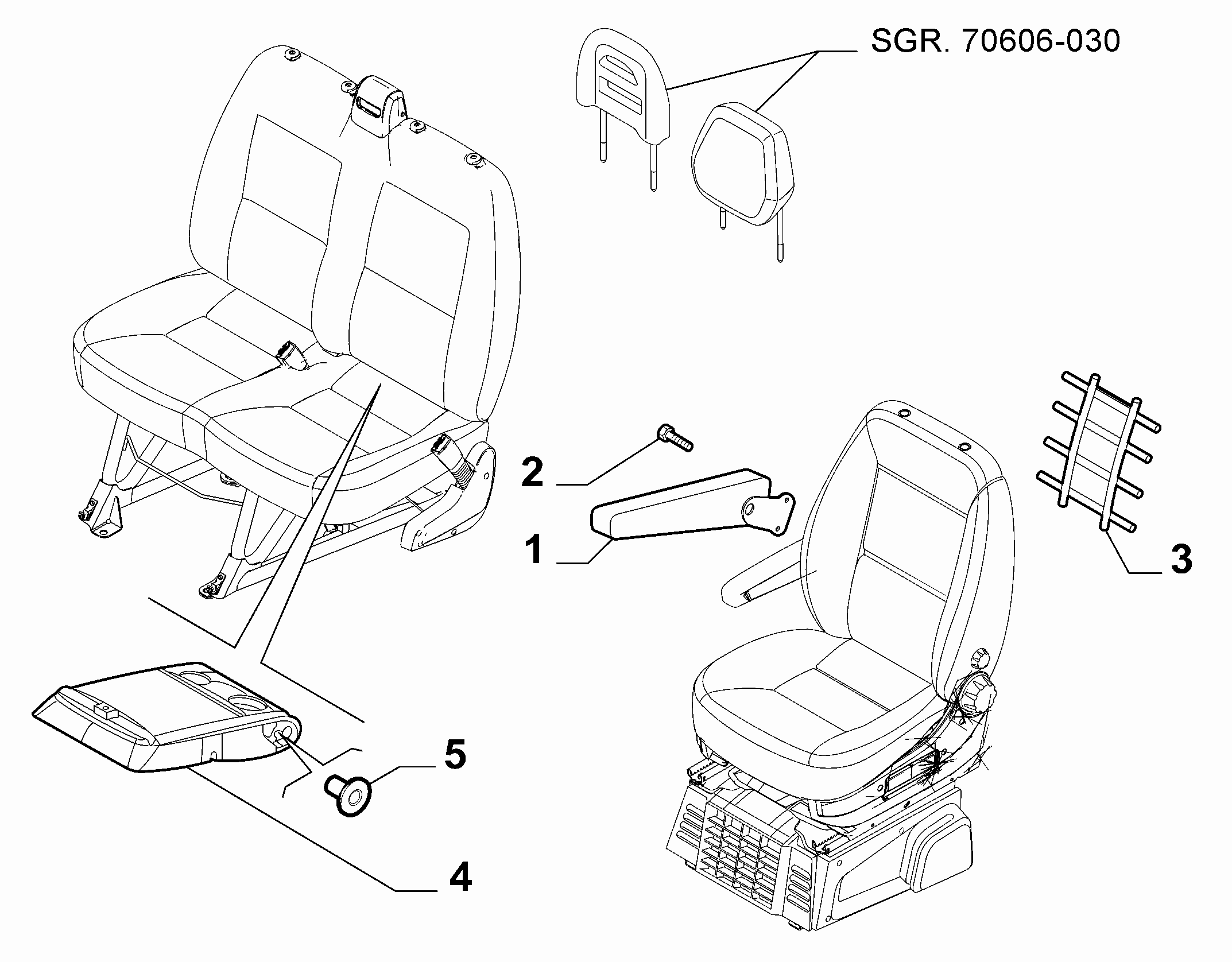 70601-070 FRONT SEAT HEADREST & ARMREST PADDING