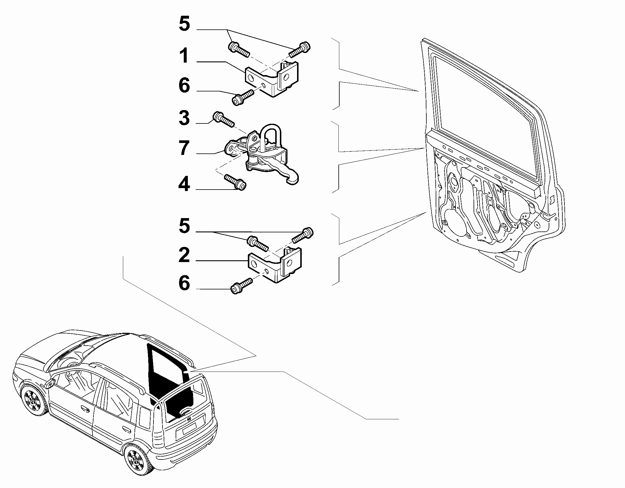70136-020 REAR DOOR HINGES AND TIE RODS