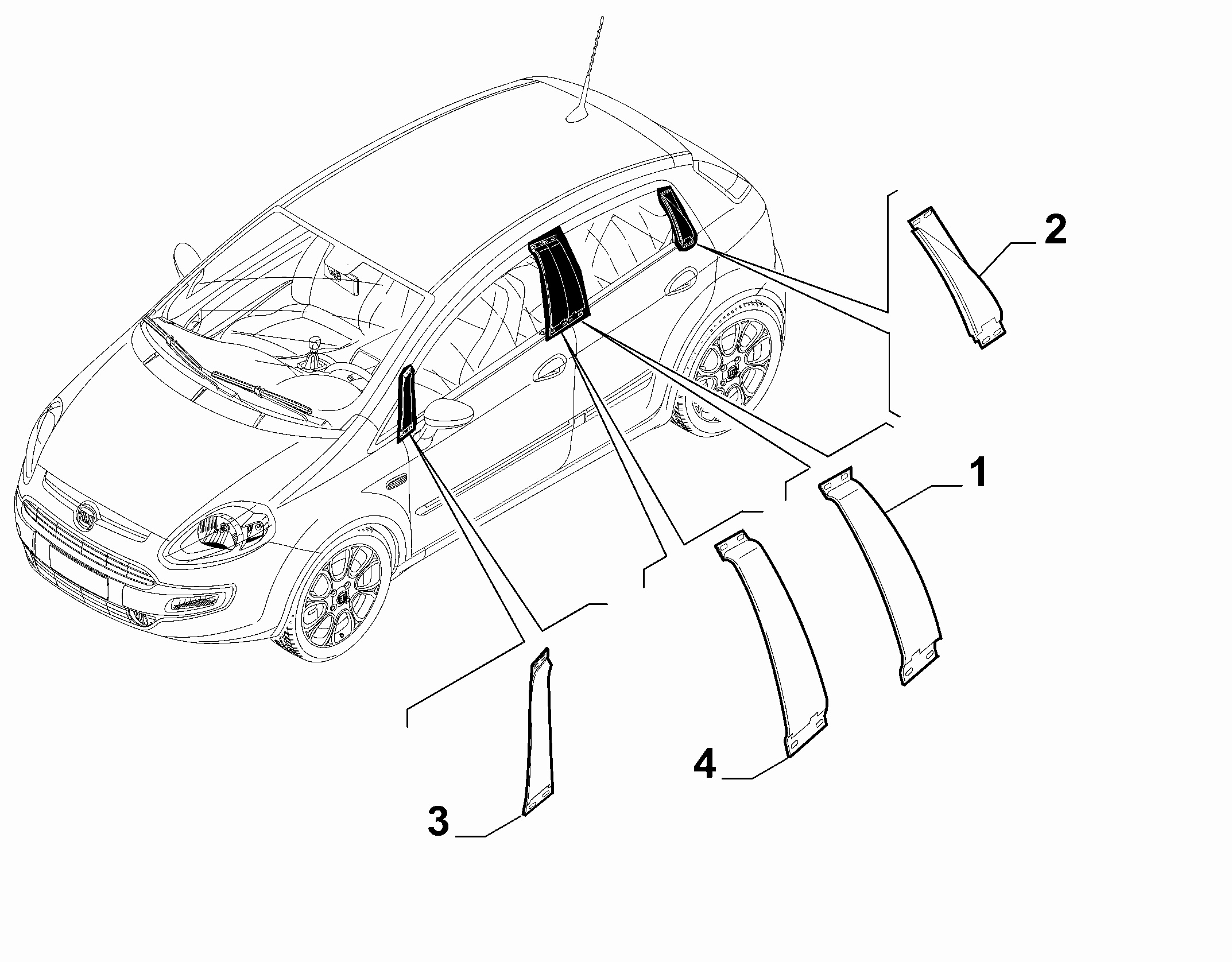 70712-050 OUTER SIDE MOULDINGS, PILLAR AREA