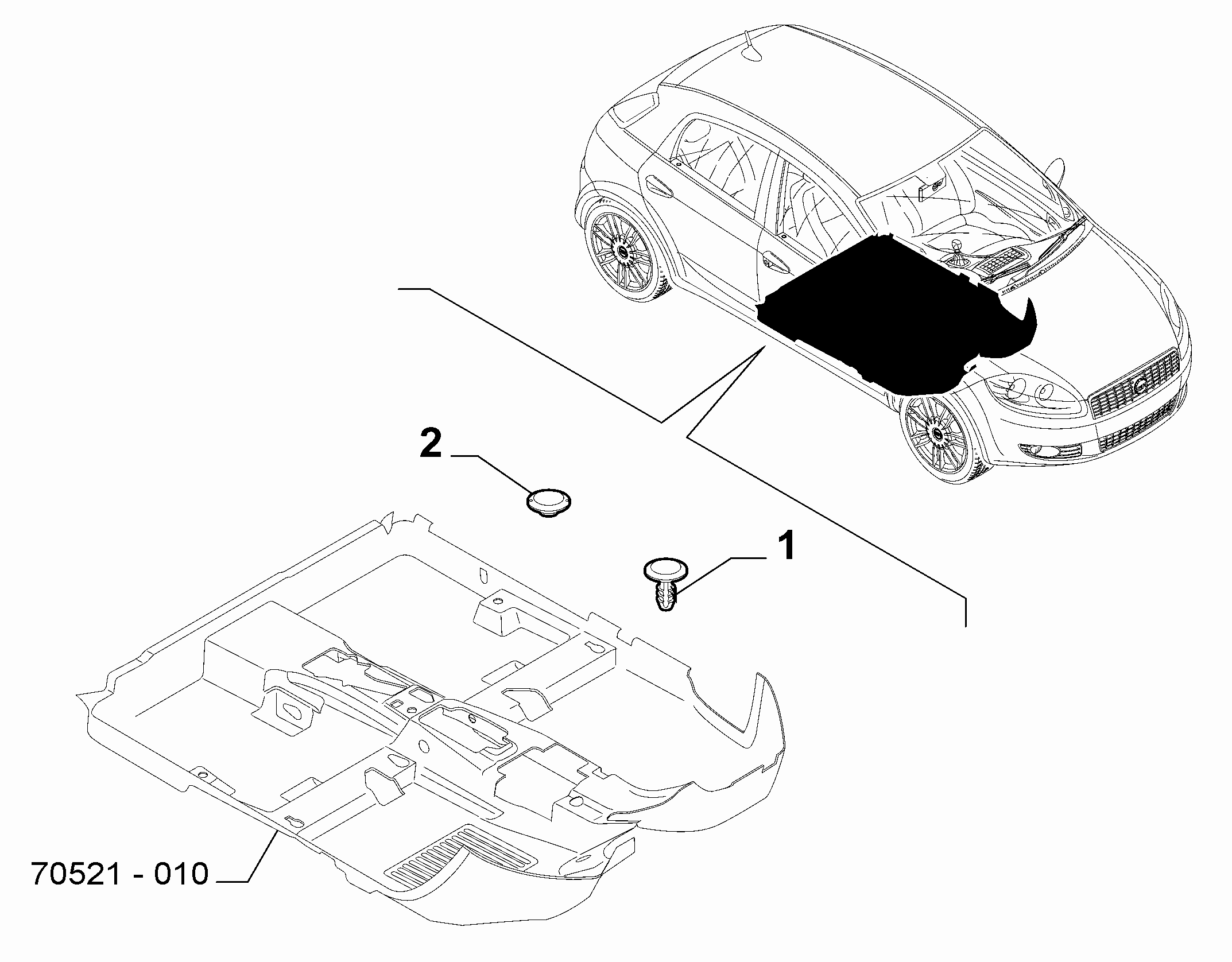 70521-030 PASSENGER COMPARTMENT MAT FASTENERS AND ACCESSORIES