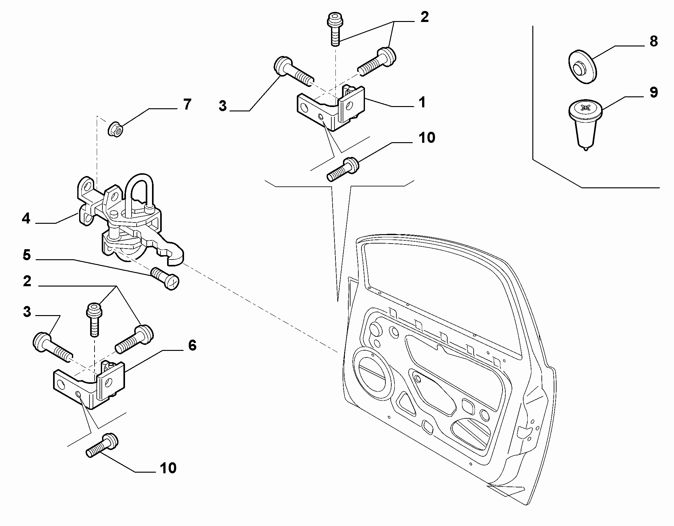 70129-020 FRONT SIDE DOOR HINGE AND SCREW