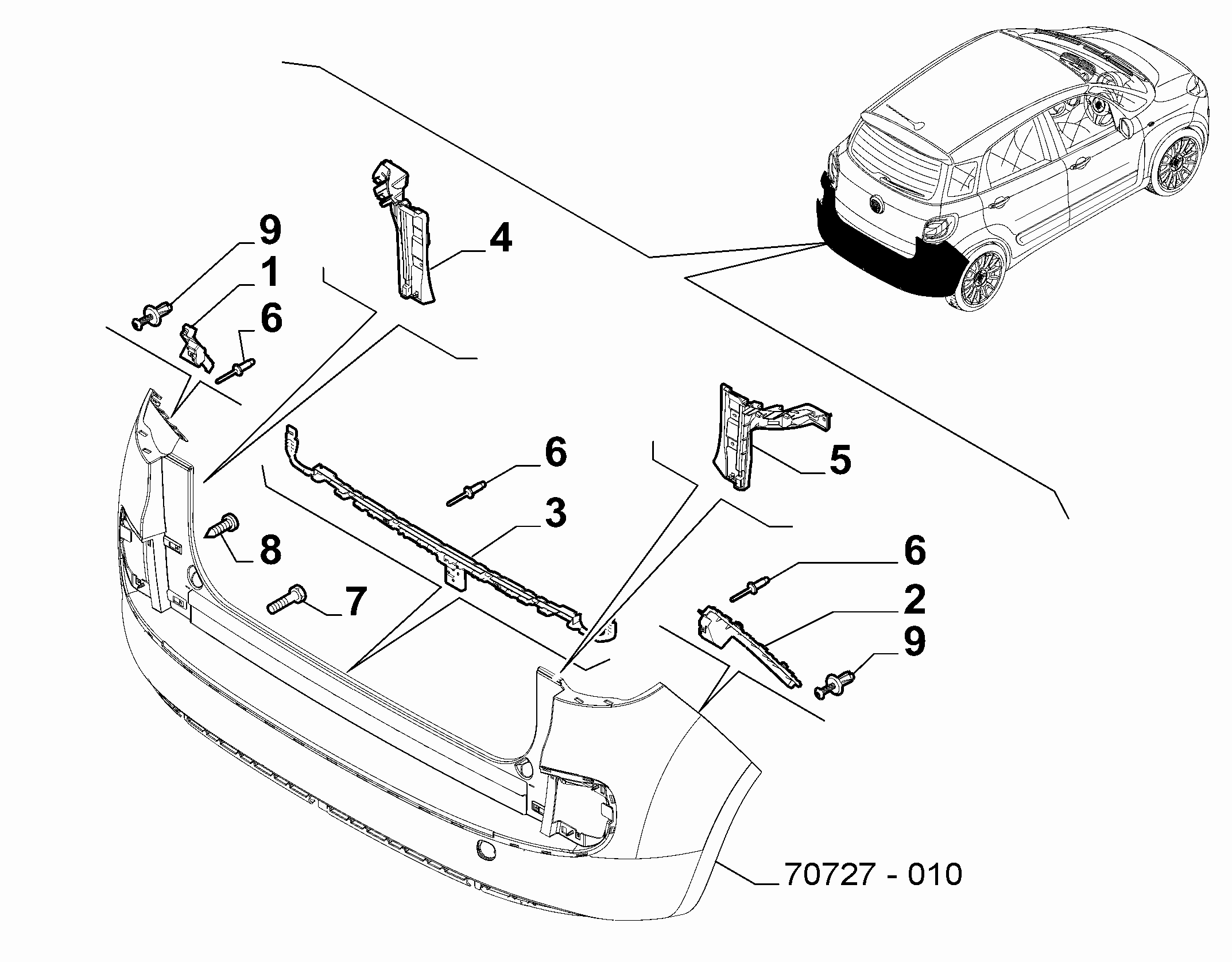 70727-020 REAR BUMPER CLAMPS
