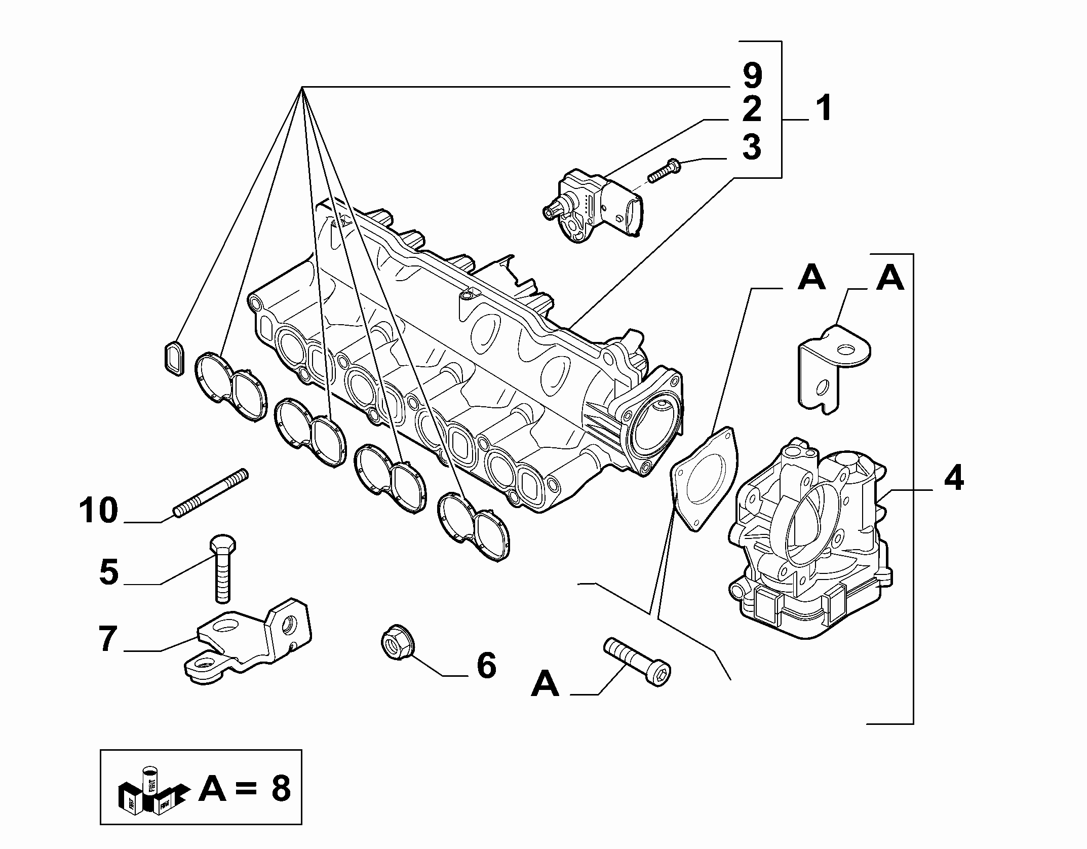 10255-010 INTAKE MANIFOLD AND BUTTERFLY CLIPS
