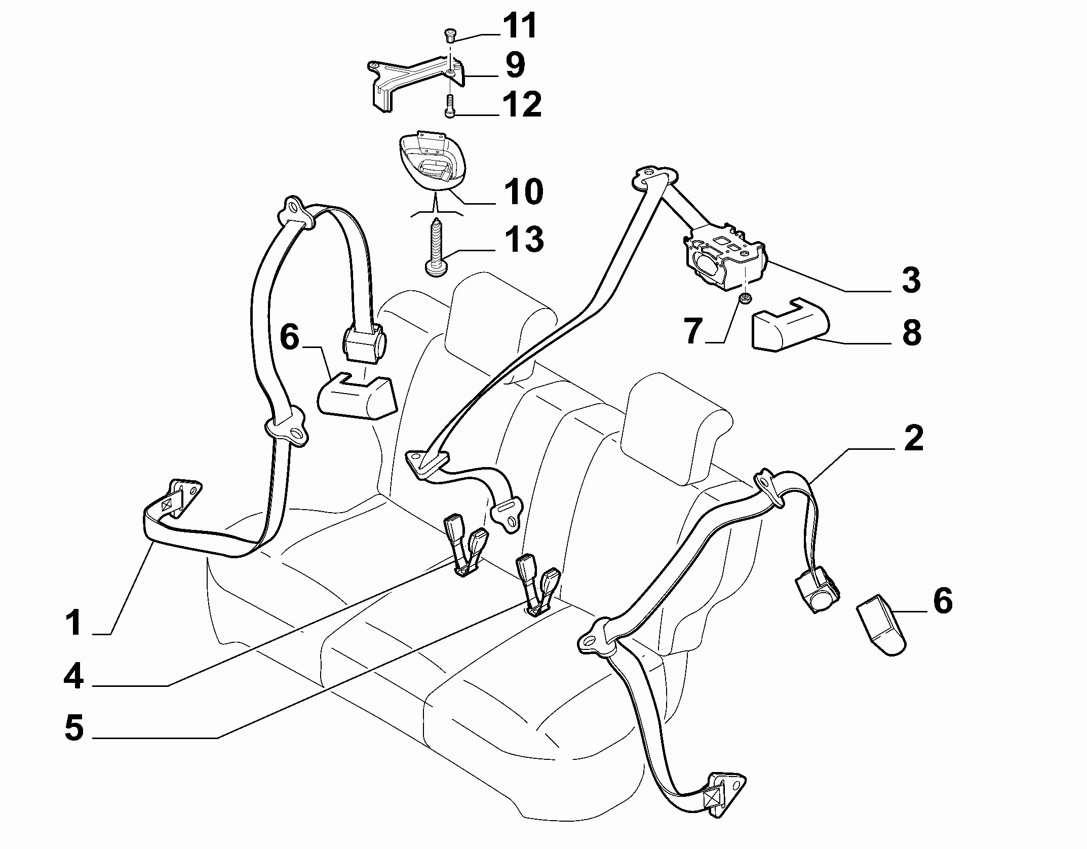 70527-020 REAR SEAT BELTS