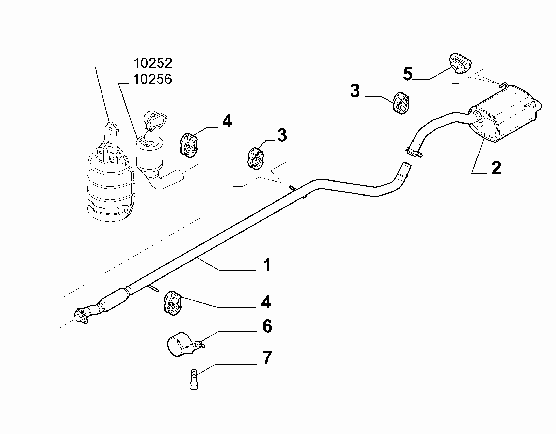10258-030 REAR AND CENTRAL PIPES